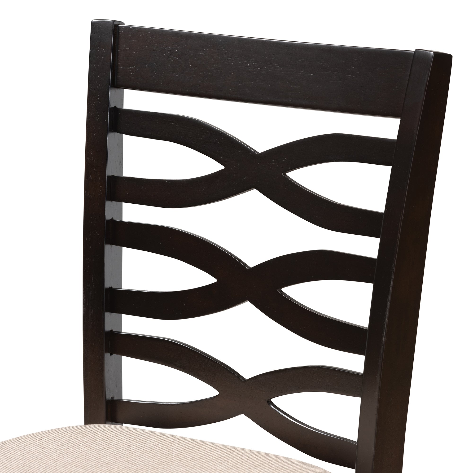 Baxton Studio Lanier Modern and Contemporary Sand Fabric Upholstered Espresso Brown Finished Wood Counter Height Pub Chair Set of 2