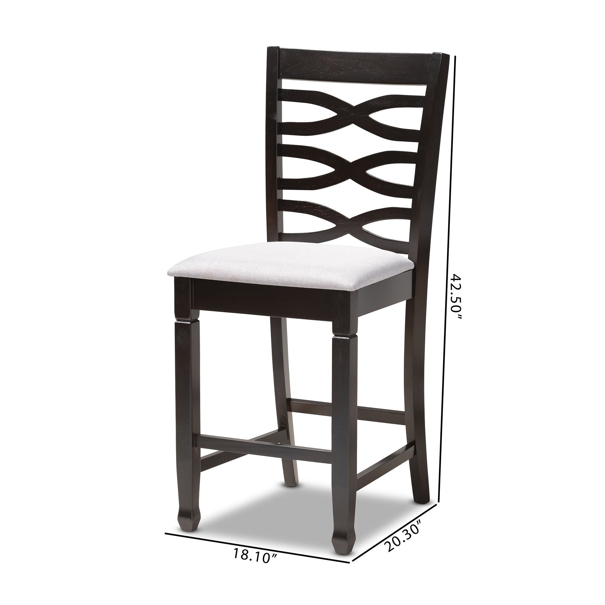 Baxton Studio Lanier Modern and Contemporary Gray Fabric Upholstered Espresso Brown Finished Wood Counter Height Pub Chair Set of 2