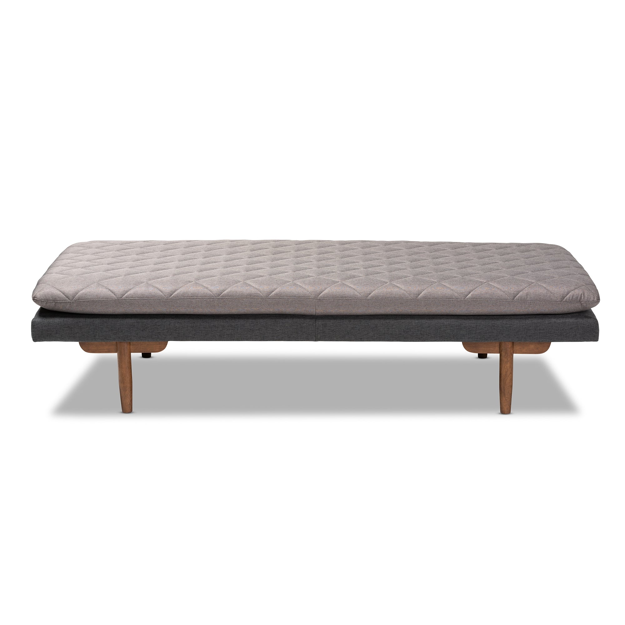 Baxton Studio Marit Mid-Century Modern Two-Tone Grey Fabric Upholstered Walnut Finished Wood Daybed