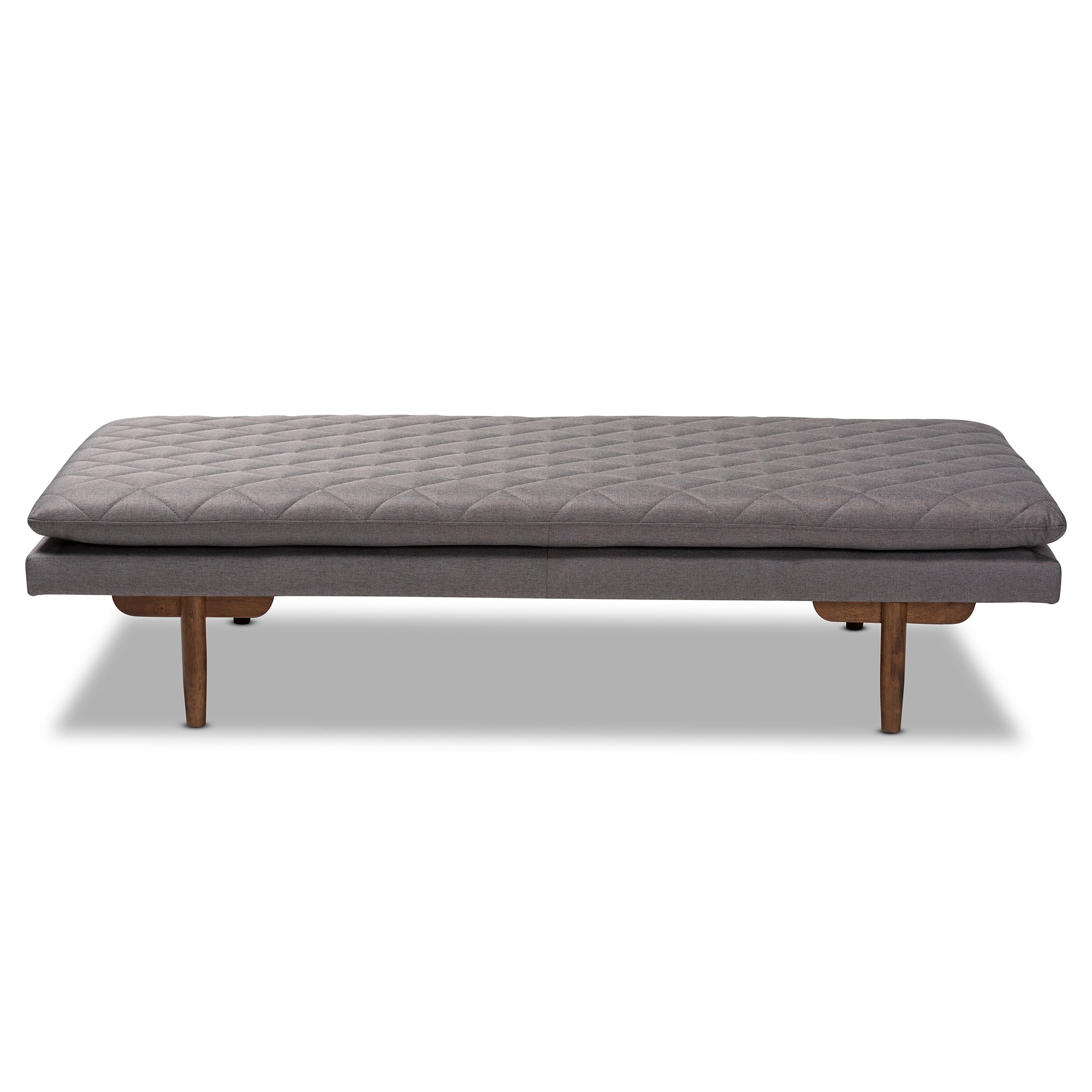 Baxton Studio Marit Mid-Century Modern Grey Fabric Upholstered Walnut Finished Wood Daybed