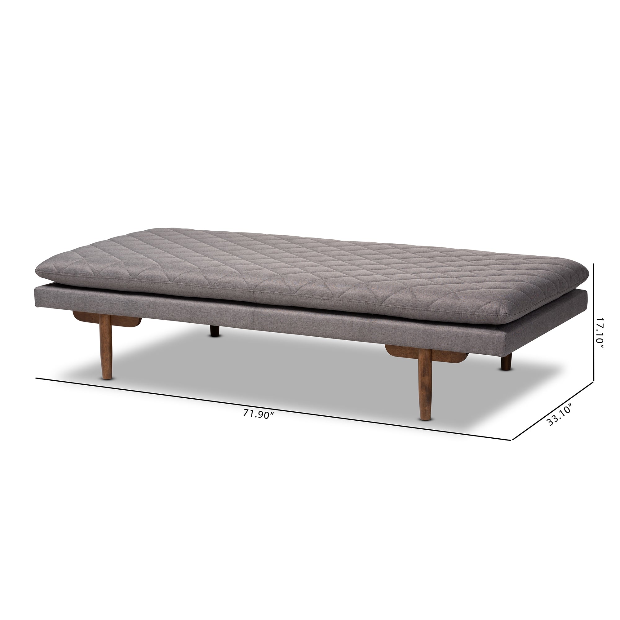 Baxton Studio Marit Mid-Century Modern Grey Fabric Upholstered Walnut Finished Wood Daybed