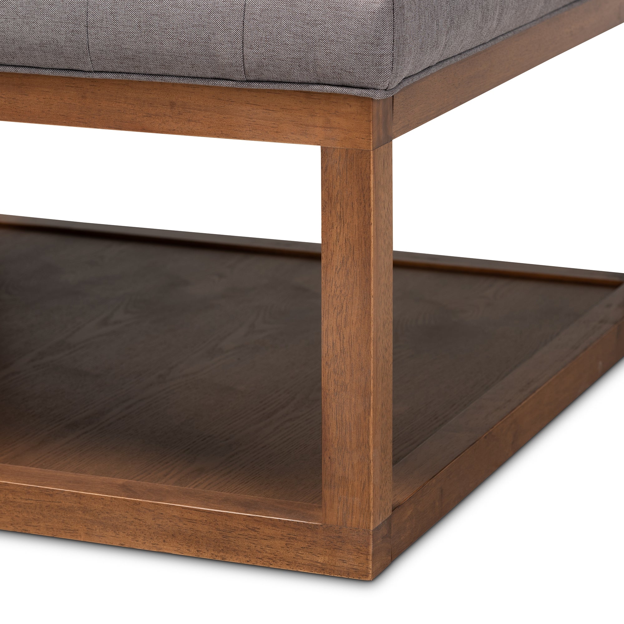Baxton Studio Alvere Modern and Contemporary Grey Fabric Upholstered Walnut Finished Cocktail Ottoman