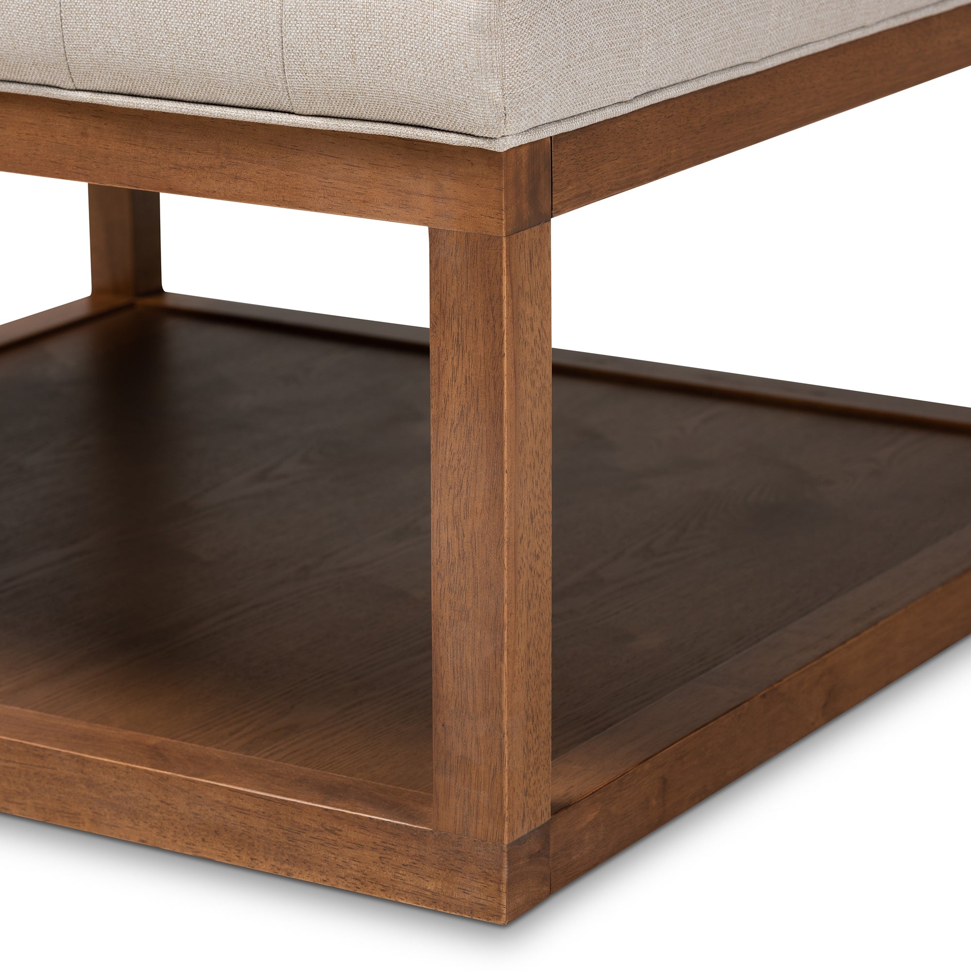 Baxton Studio Alvere Modern and Contemporary Beige Fabric Upholstered Walnut Finished Cocktail Ottoman