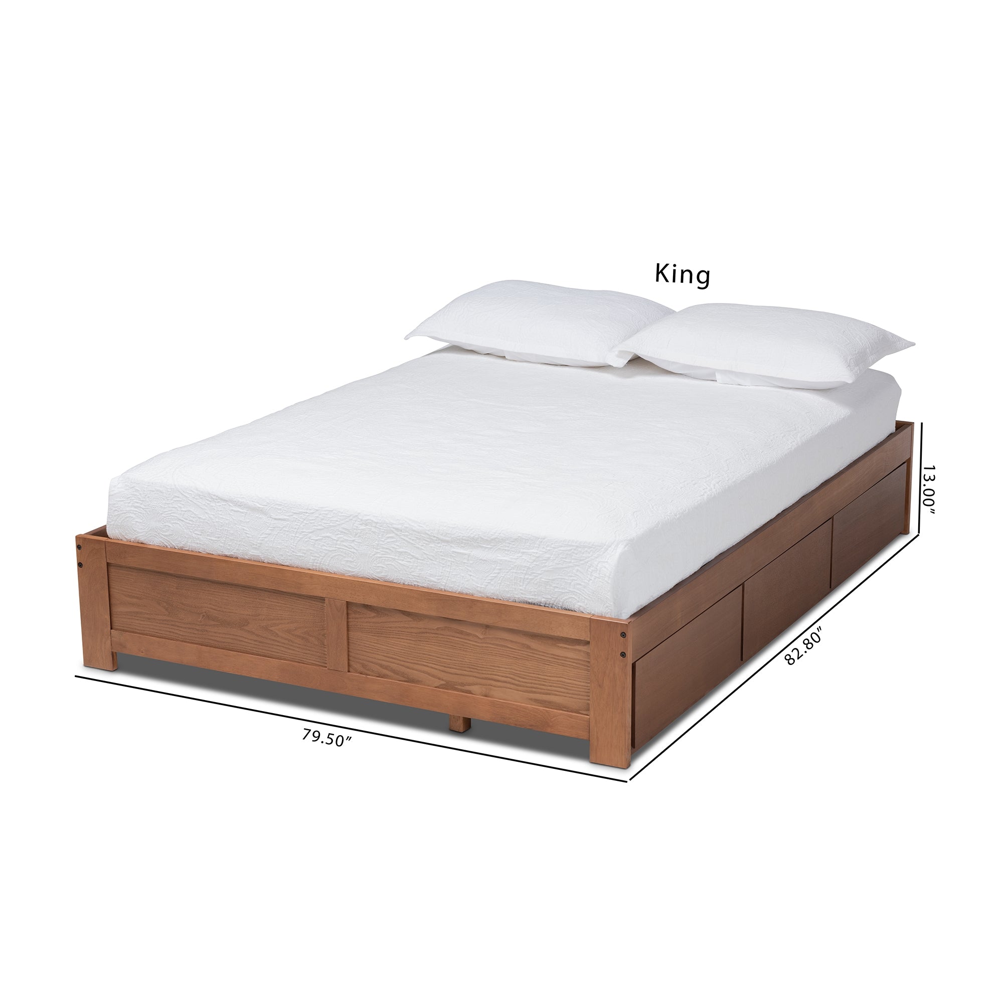 Baxton Studio Wren Modern and Contemporary Walnut Finished 3-Drawer Full Size Platform Storage Bed Frame