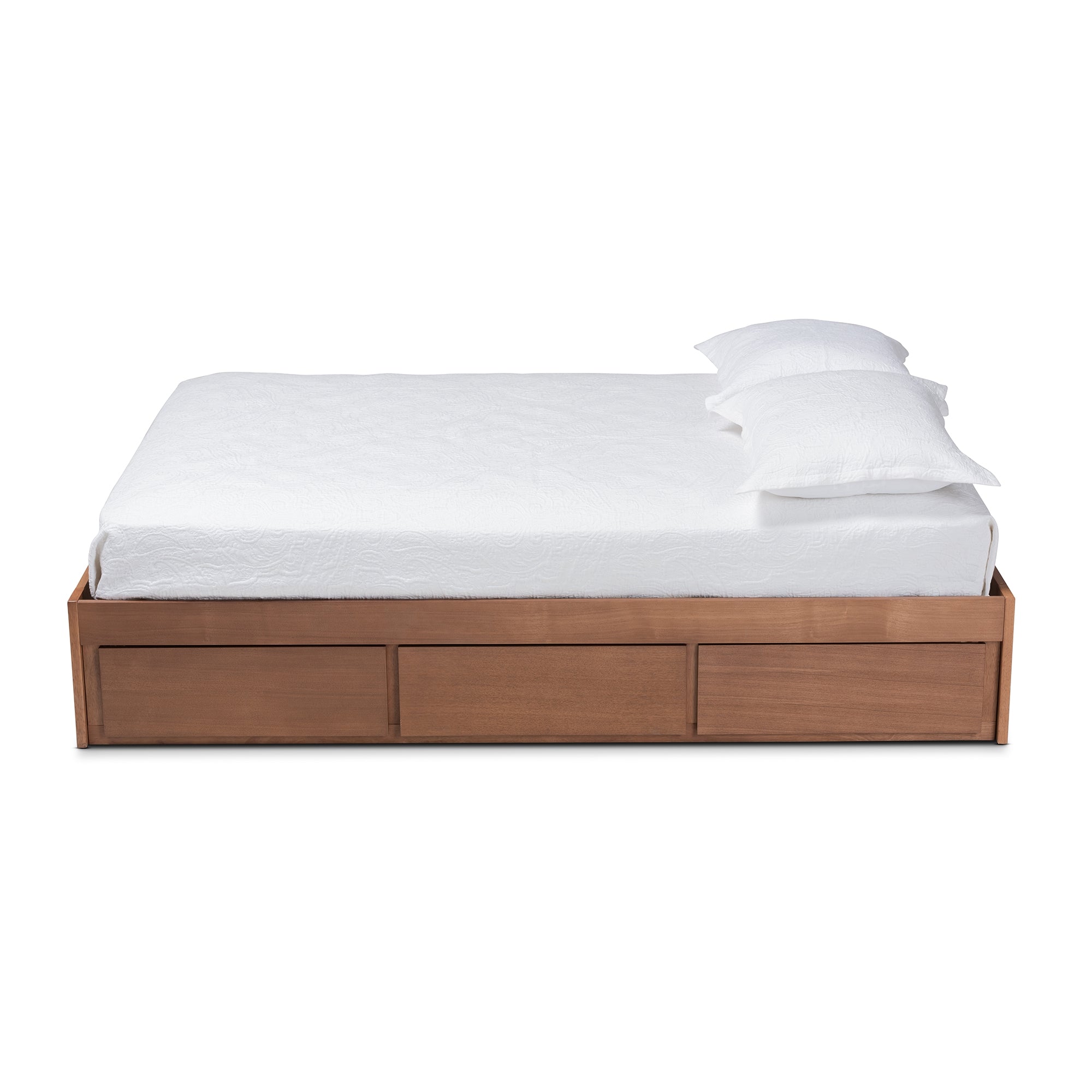 Baxton Studio Wren Modern and Contemporary Walnut Finished 3-Drawer Queen Size Platform Storage Bed Frame