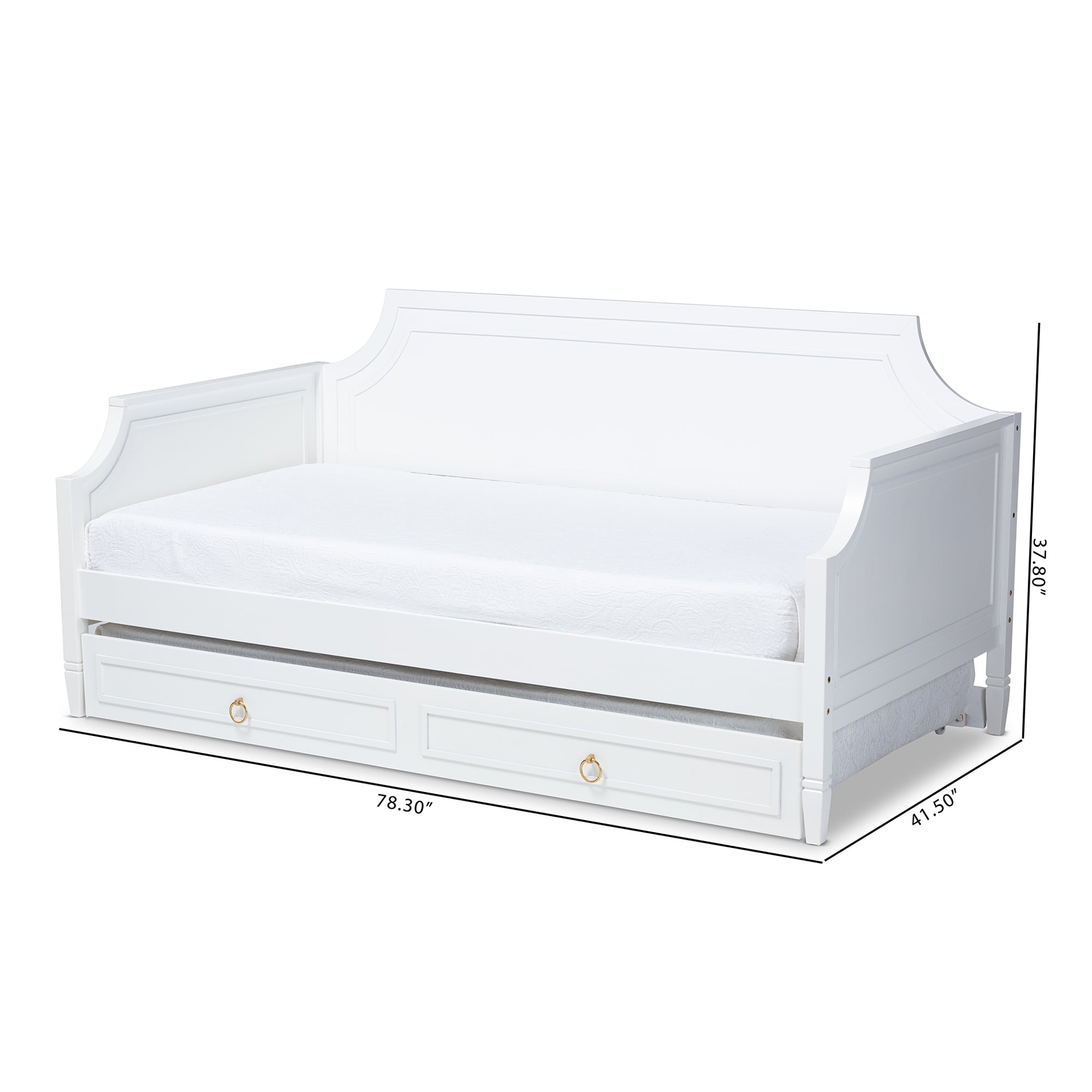 Baxton Studio Mariana Classic and Traditional White Finished Wood Twin Size Daybed with Trundle