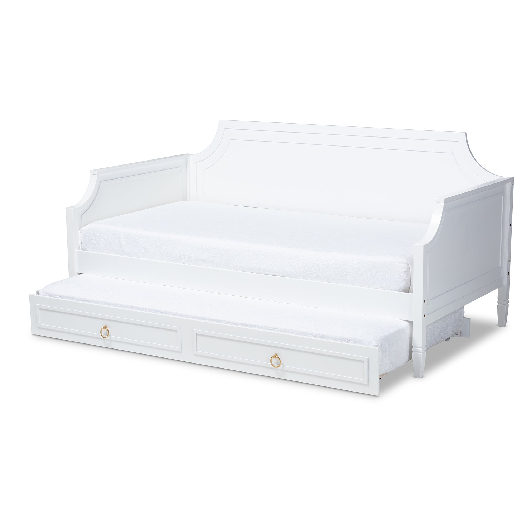 Baxton Studio Mariana Classic and Traditional White Finished Wood Twin Size Daybed with Trundle