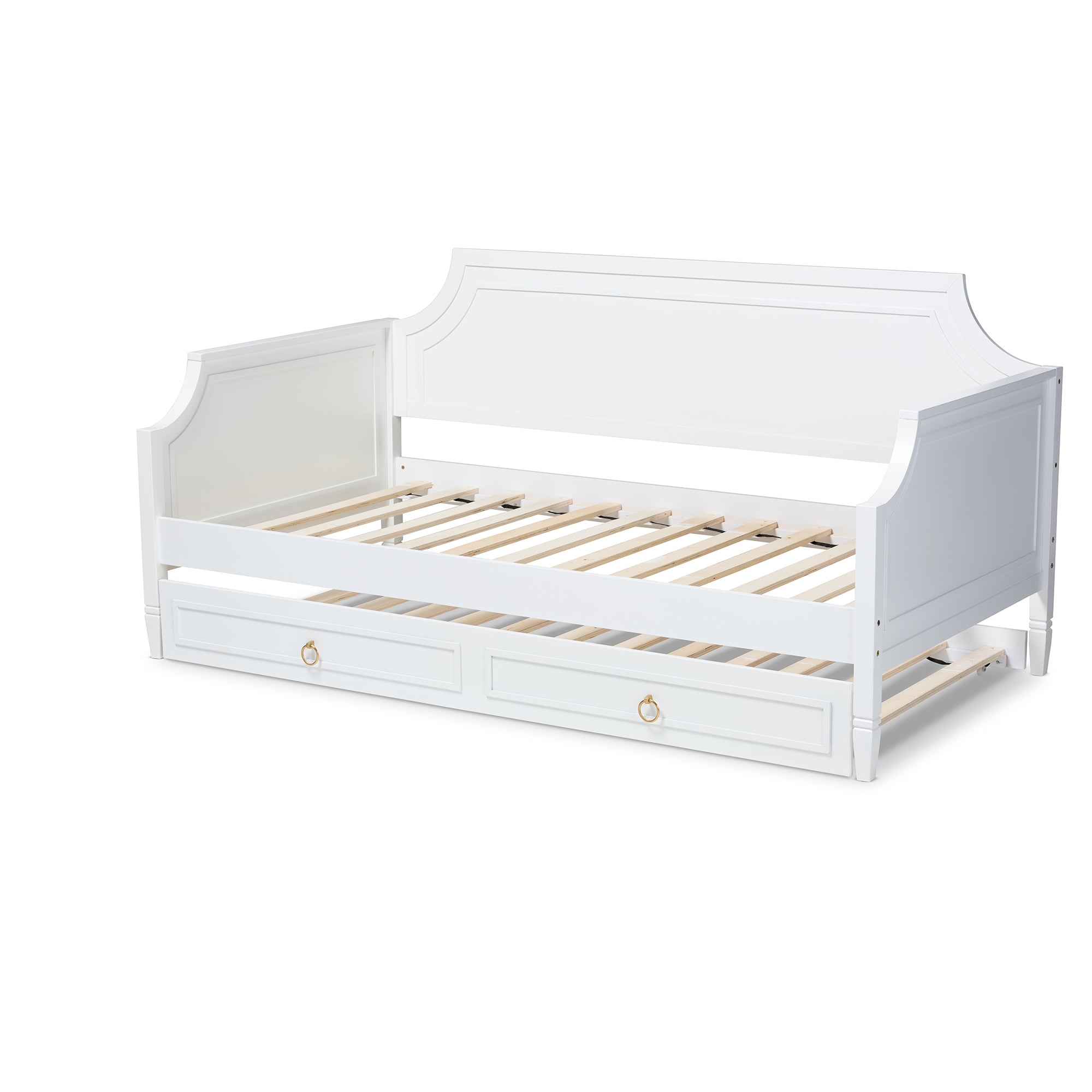 Baxton Studio Mariana Classic and Traditional White Finished Wood Twin Size Daybed with Trundle