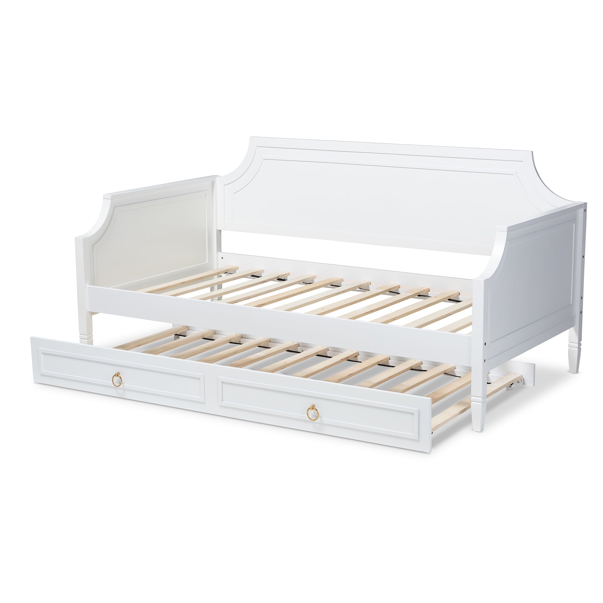 Baxton Studio Mariana Classic and Traditional White Finished Wood Twin Size Daybed with Trundle