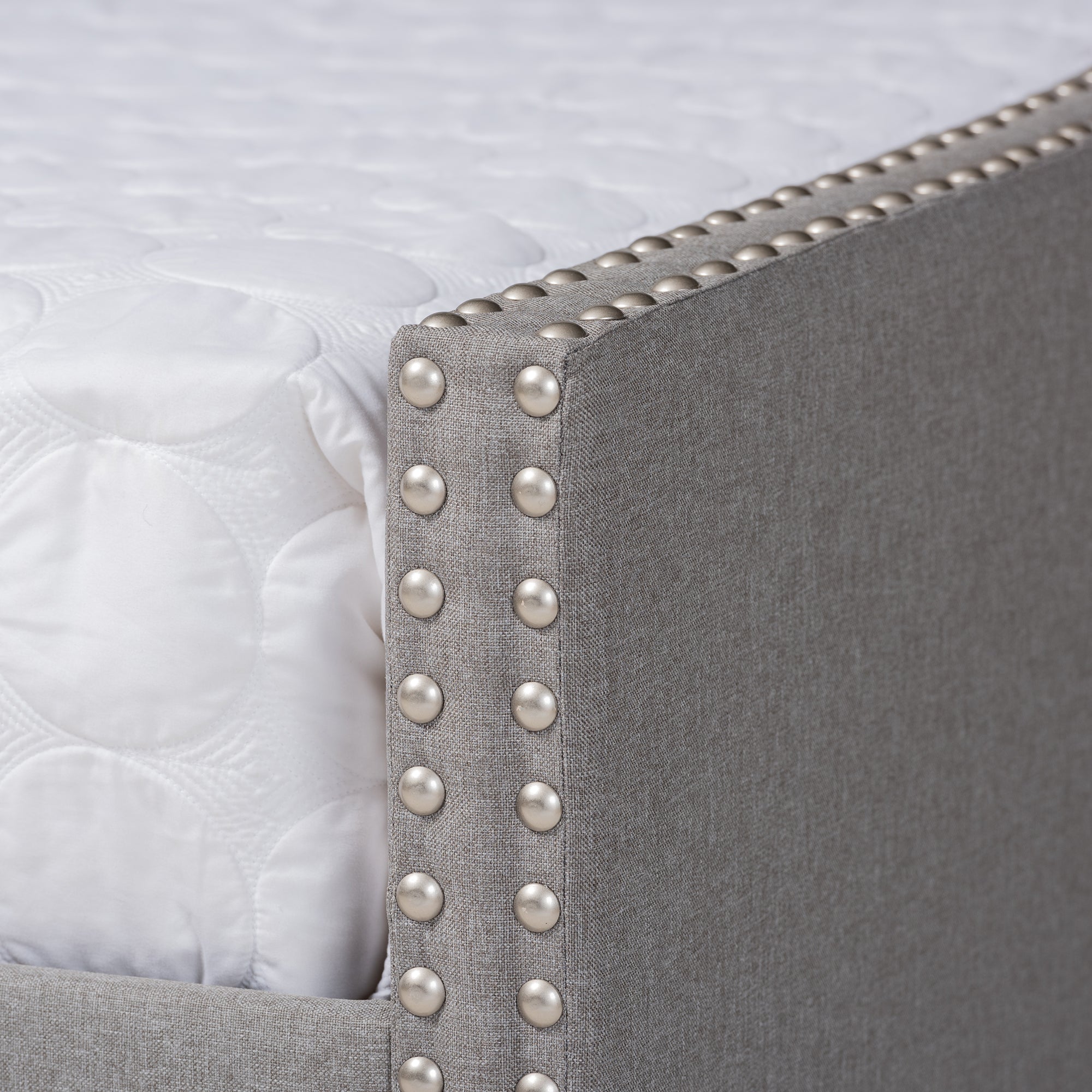 Baxton Studio Haylie Modern and Contemporary Light Grey Fabric Upholstered Queen Size Daybed with Roll-Out Trundle Bed