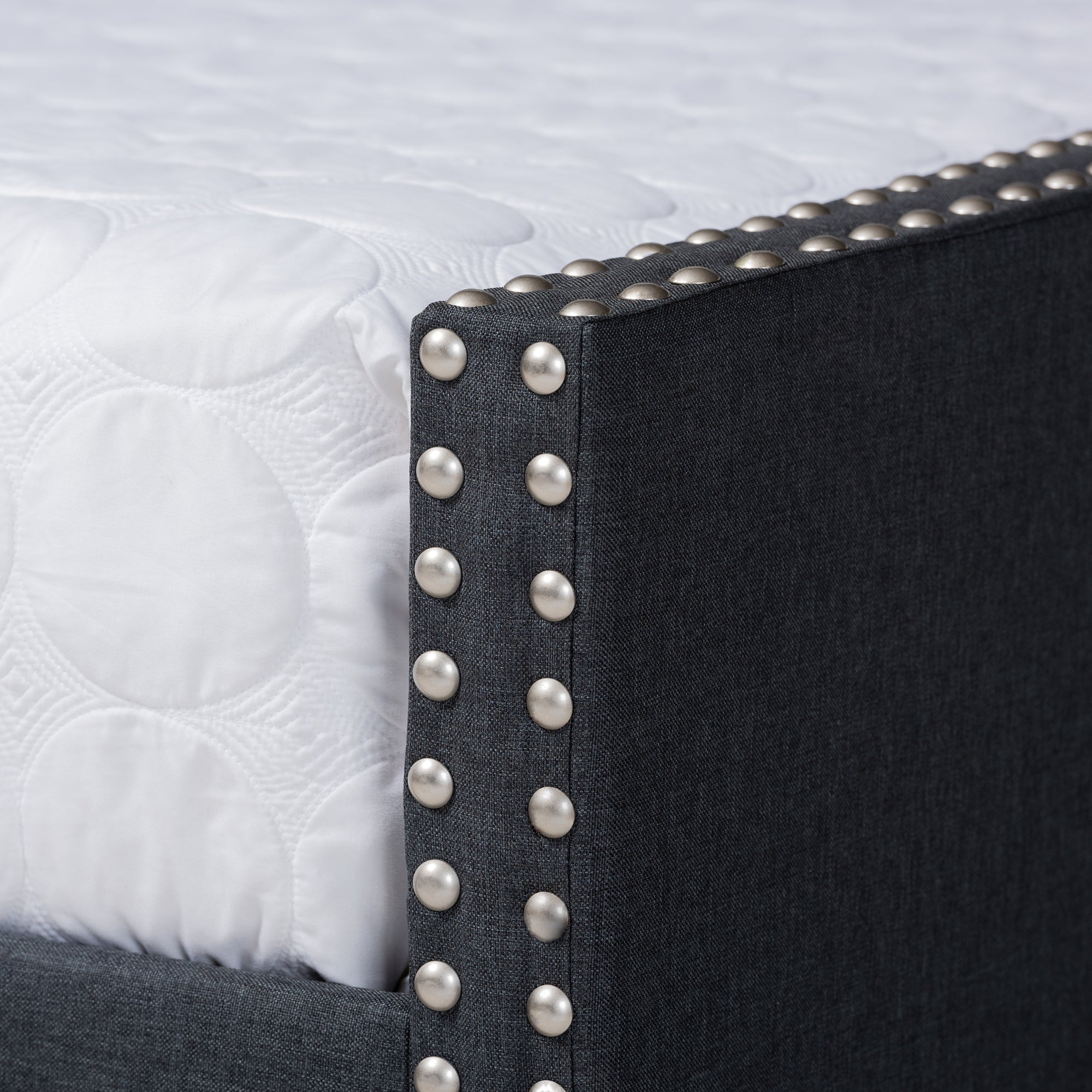 Baxton Studio Haylie Modern and Contemporary Dark Grey Fabric Upholstered Queen Size Daybed with Roll-Out Trundle Bed