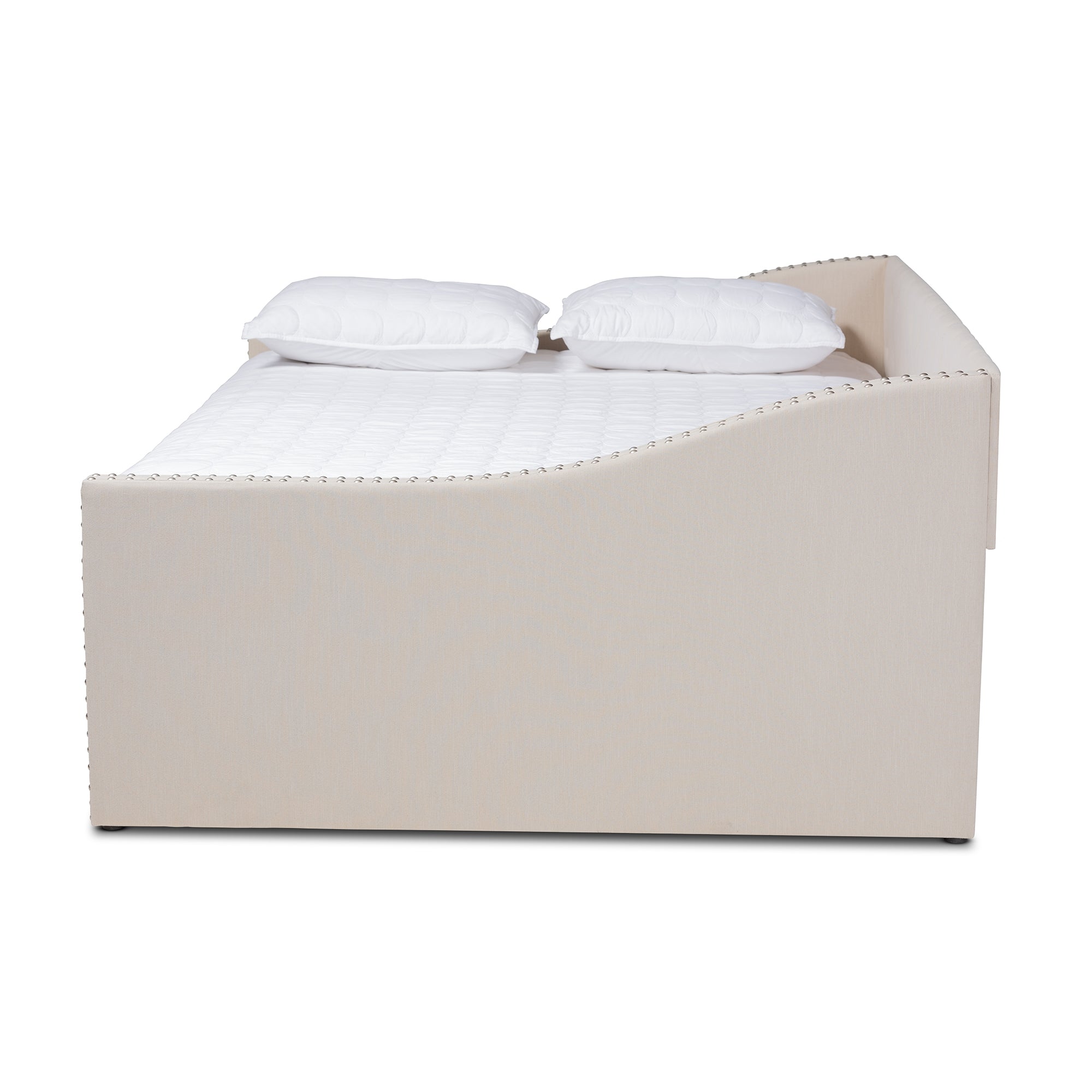Baxton Studio Haylie Modern and Contemporary Beige Fabric Upholstered Queen Size Daybed