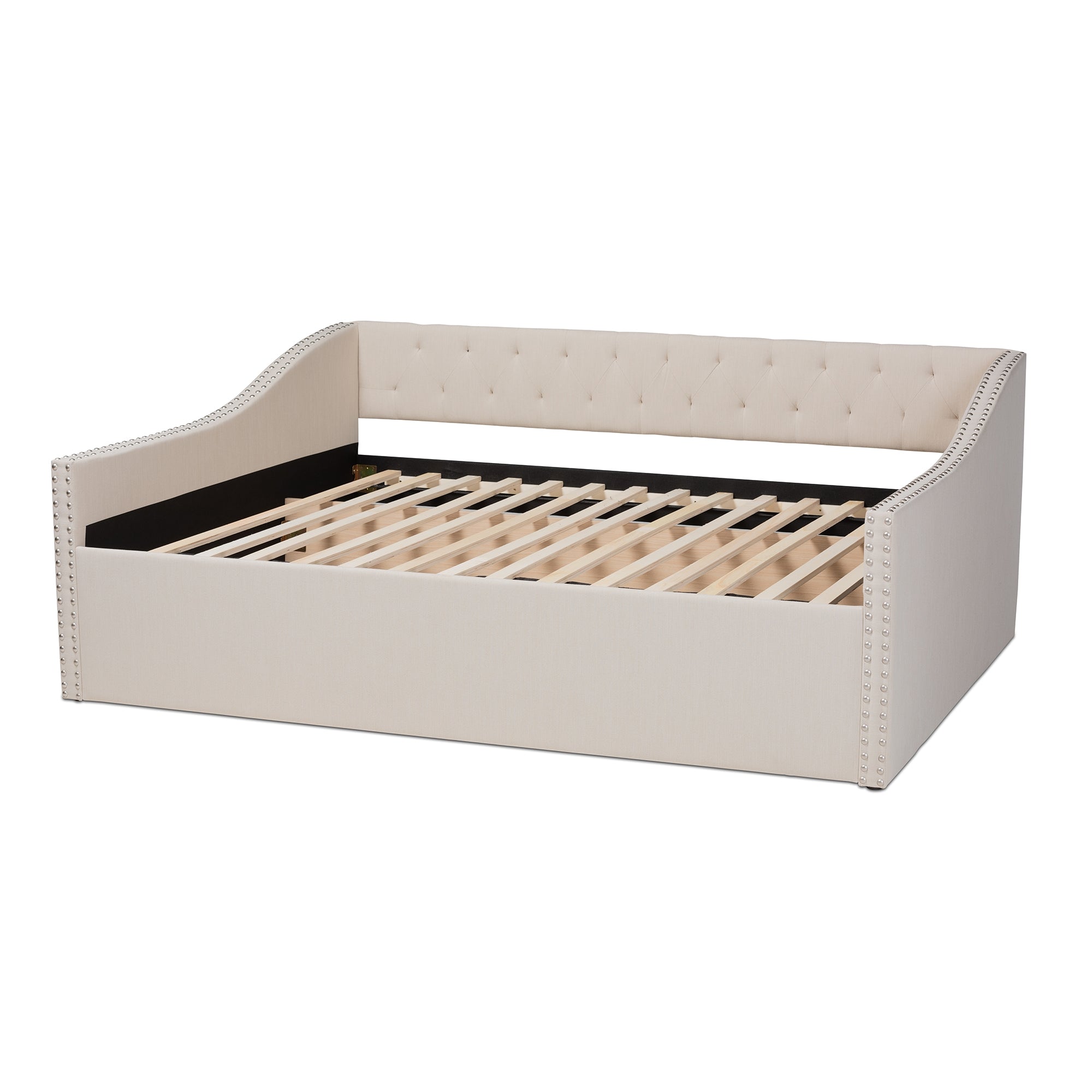 Baxton Studio Haylie Modern and Contemporary Beige Fabric Upholstered Queen Size Daybed