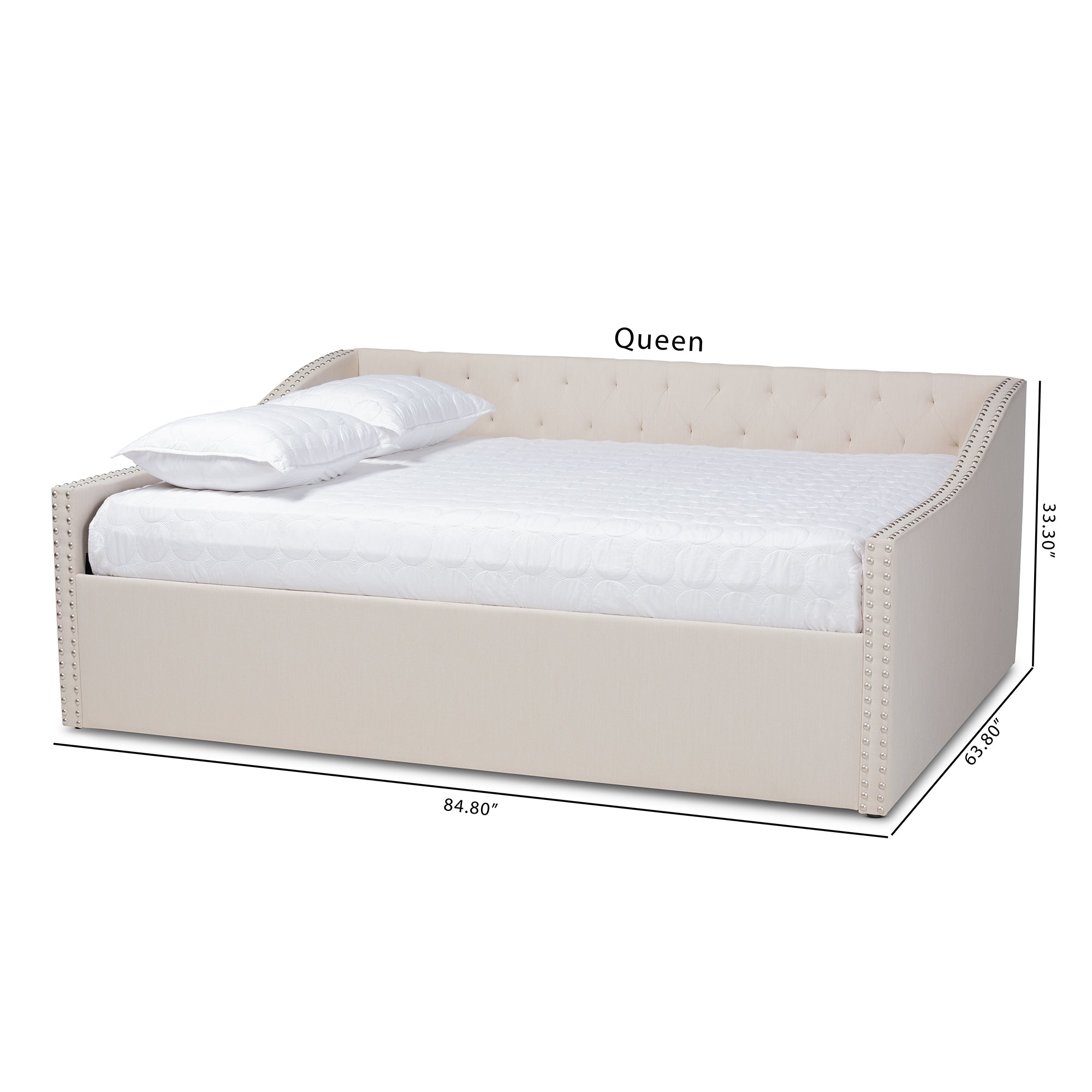 Baxton Studio Haylie Modern and Contemporary Beige Fabric Upholstered Queen Size Daybed