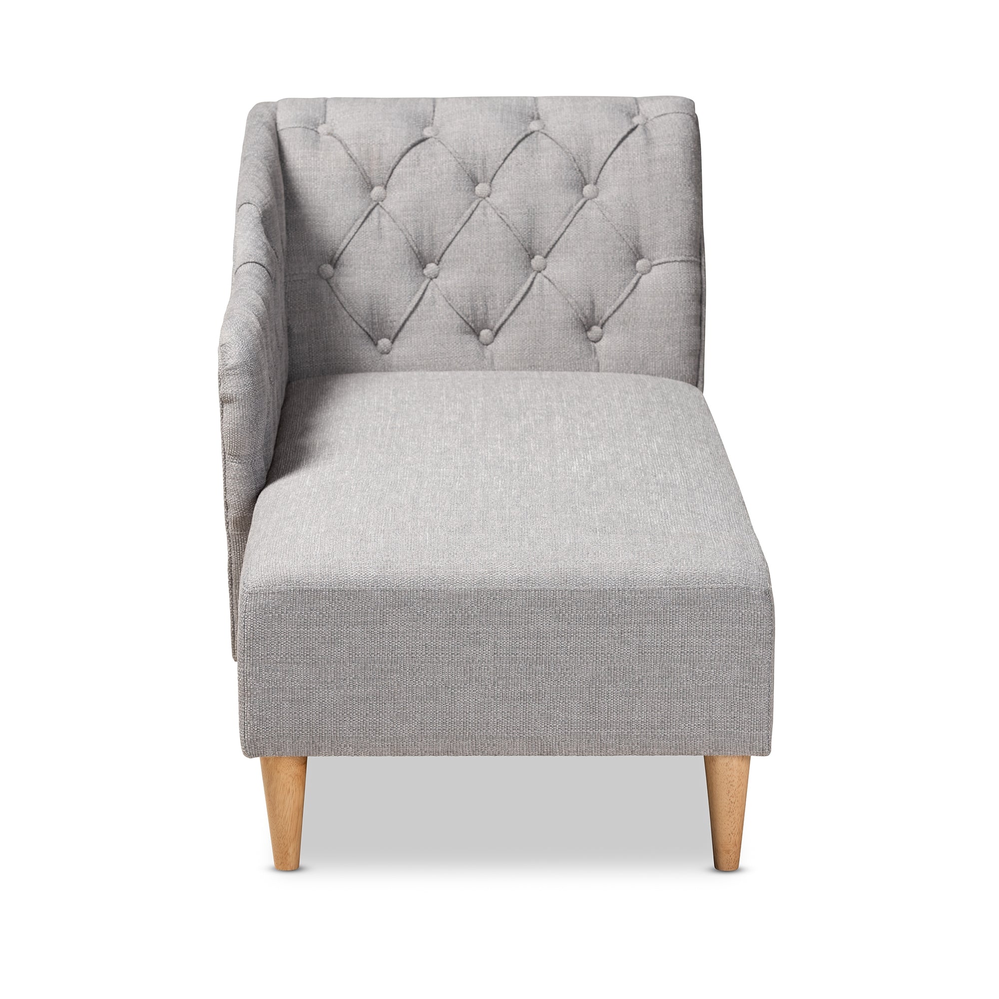 Baxton Studio Emeline Modern and Contemporary Grey Fabric Upholstered Oak Finished Chaise Lounge