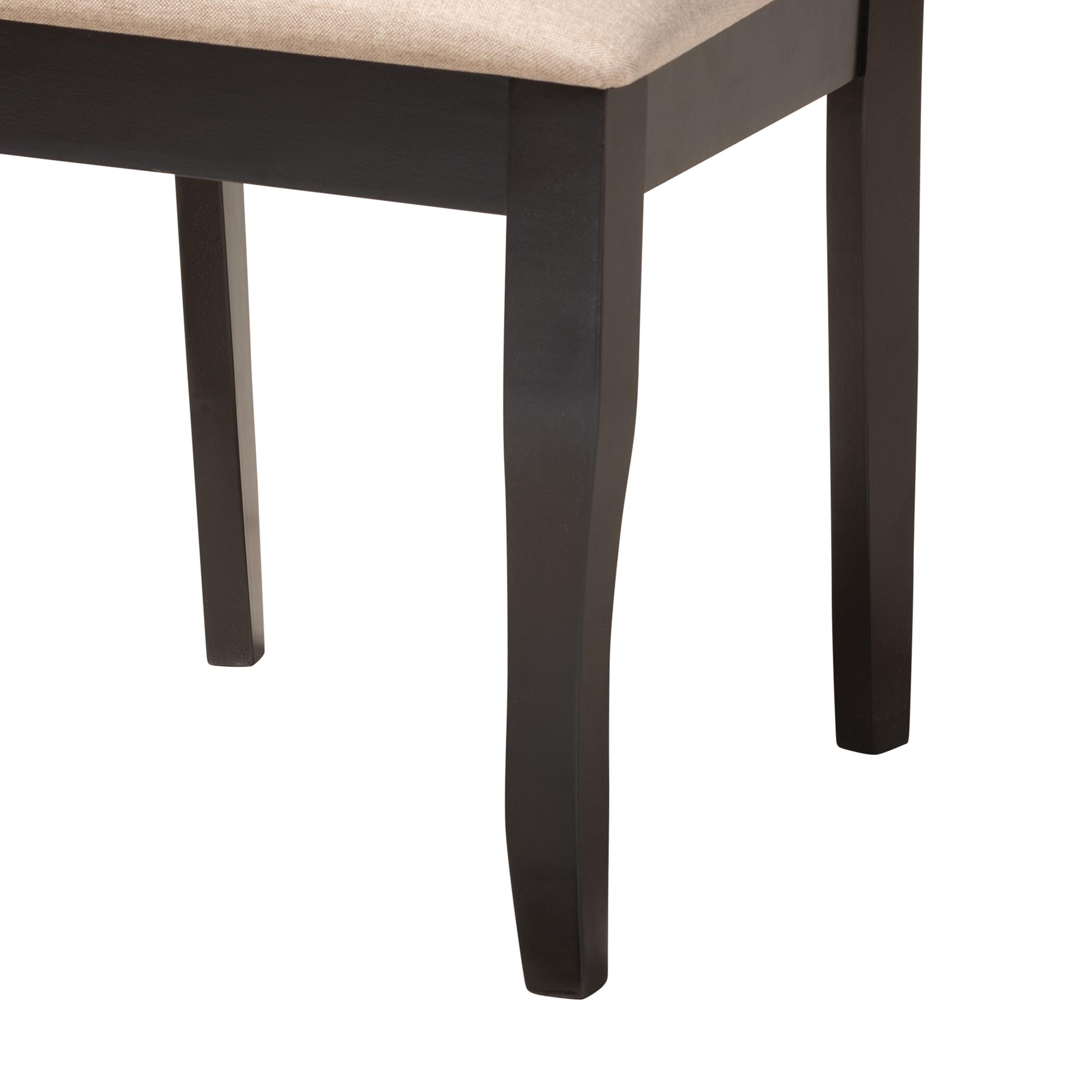 Baxton Studio Jana Modern Sand Fabric and Espresso Brown Wood 5-Piece Dining Set
