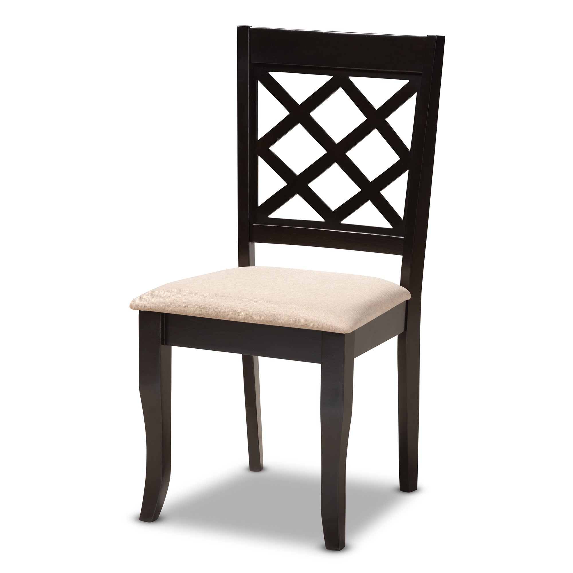 Baxton Studio Verner Modern and Contemporary Sand Fabric Upholstered Espresso Brown Finished Wood Dining Chair (Set of 4)