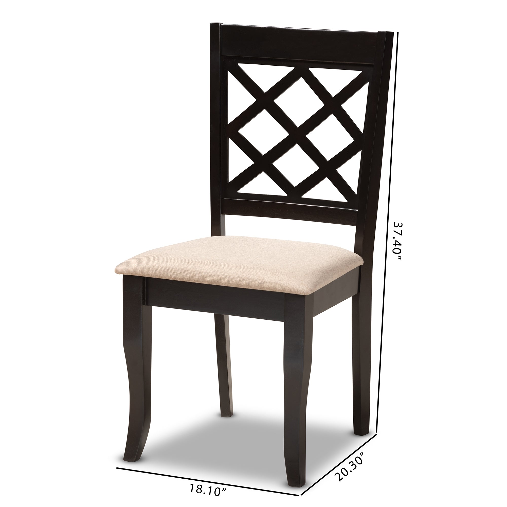 Baxton Studio Verner Modern and Contemporary Sand Fabric Upholstered Espresso Brown Finished Wood Dining Chair (Set of 4)