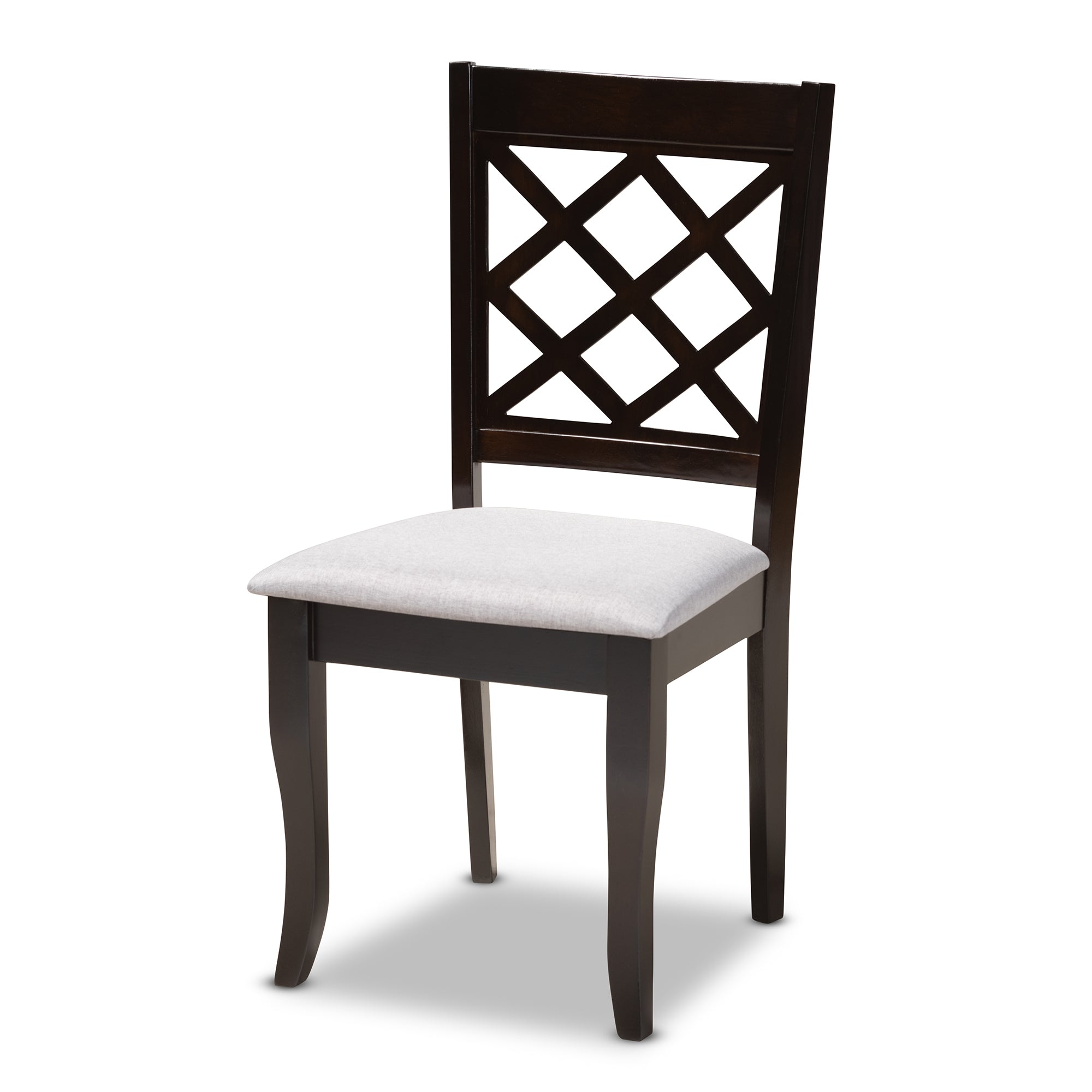 Baxton Studio Verner Modern and Contemporary Grey Fabric Upholstered Espresso Brown Finished Wood Dining Chair (Set of 4)