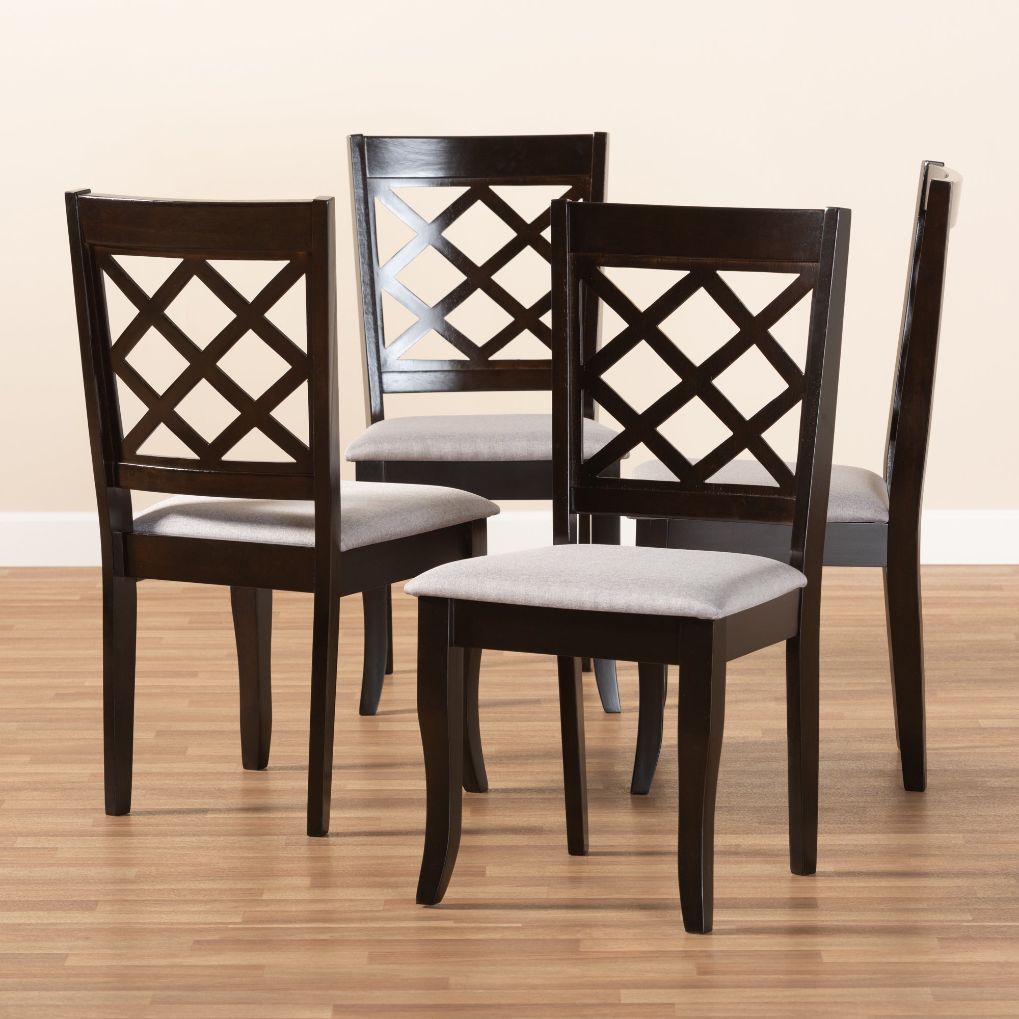 Baxton Studio Verner Modern and Contemporary Grey Fabric Upholstered Espresso Brown Finished Wood Dining Chair (Set of 4)