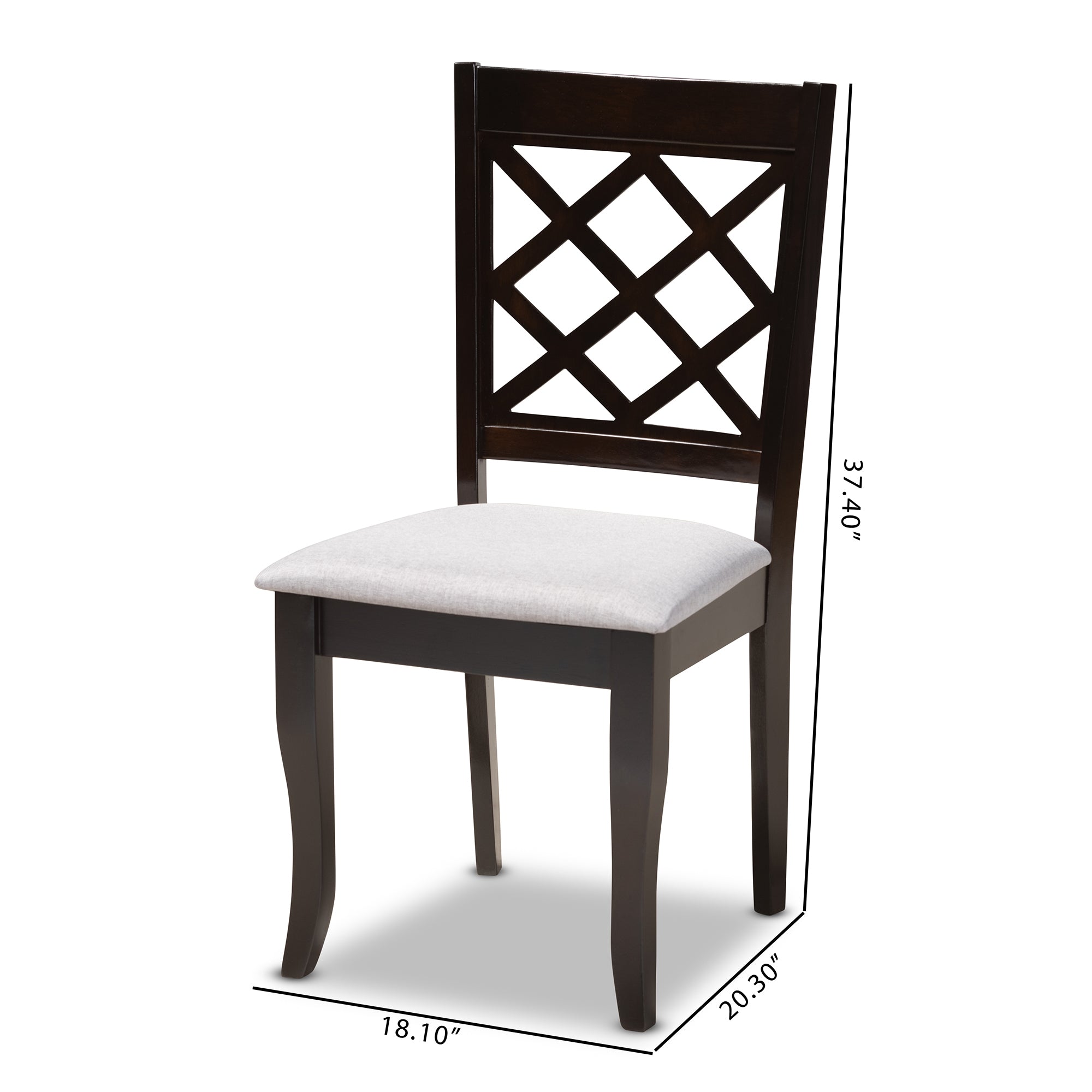 Baxton Studio Verner Modern and Contemporary Grey Fabric Upholstered Espresso Brown Finished Wood Dining Chair (Set of 4)