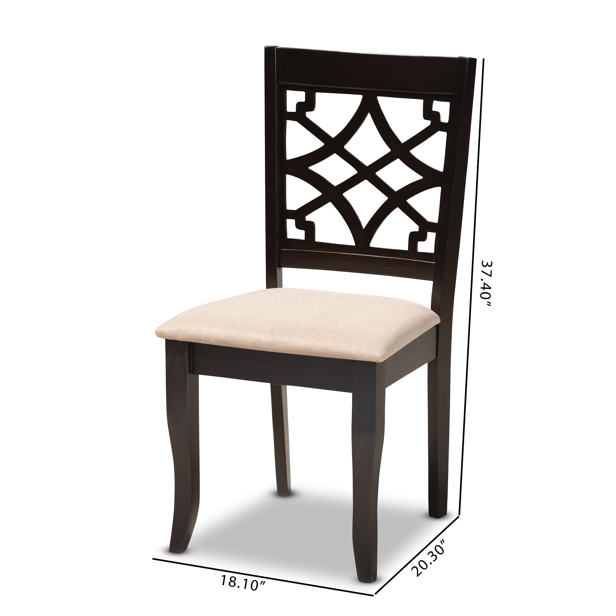 Baxton Studio Mael Modern and Contemporary Sand Fabric Upholstered Espresso Brown Finished Wood Dining Chair (Set of 4)