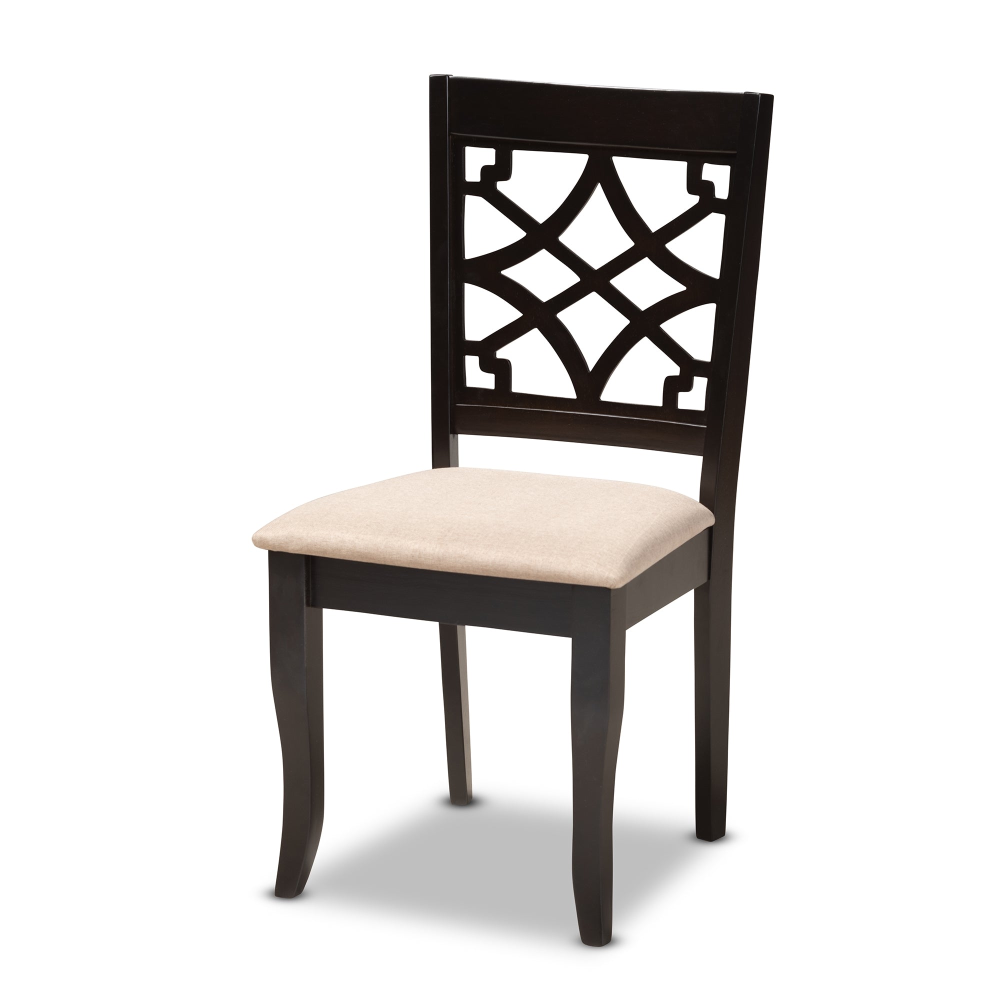 Baxton Studio Mael Modern and Contemporary Sand Fabric Upholstered Espresso Brown Finished 5-Piece Wood Dining Set