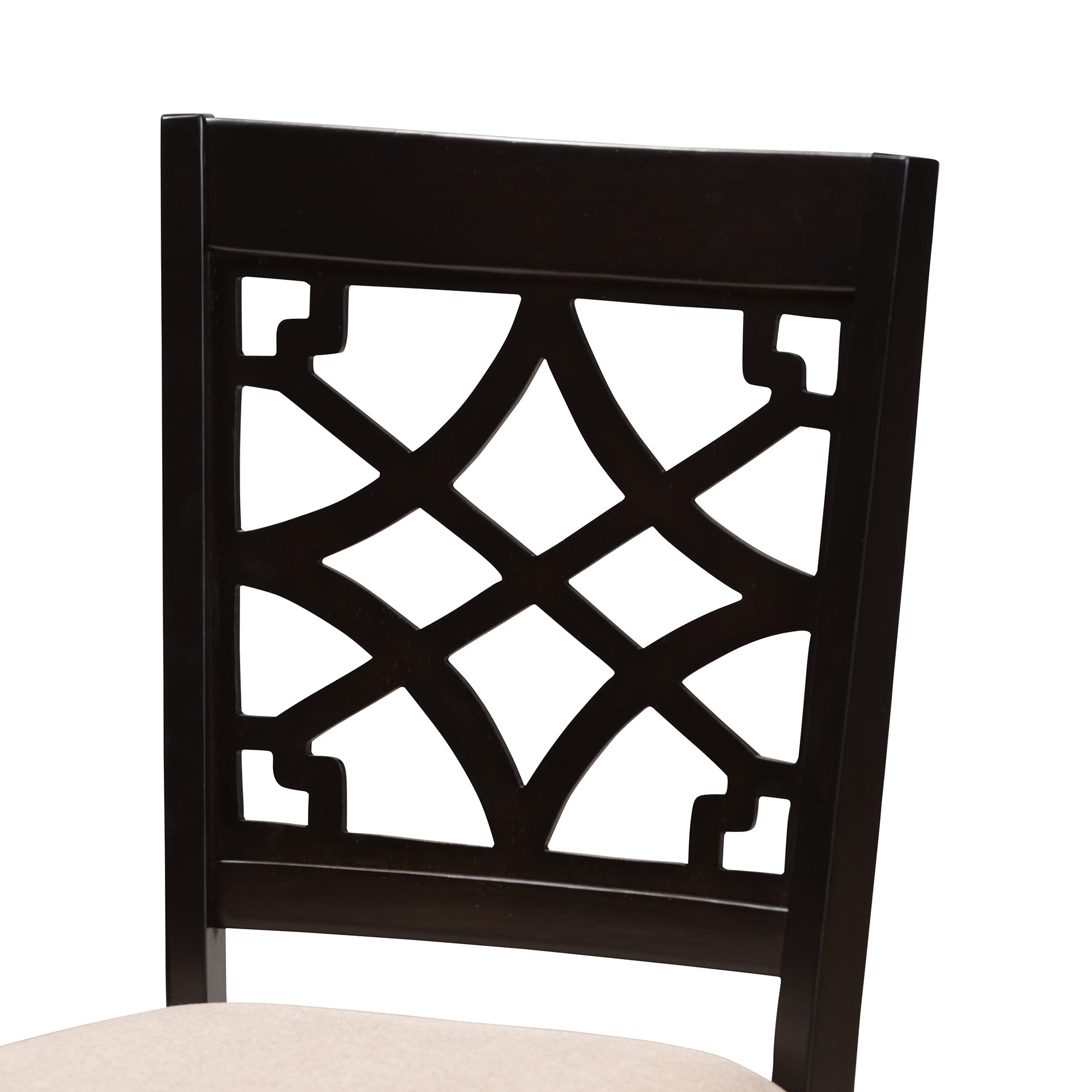 Baxton Studio Mael Modern and Contemporary Sand Fabric Upholstered Espresso Brown Finished 5-Piece Wood Dining Set