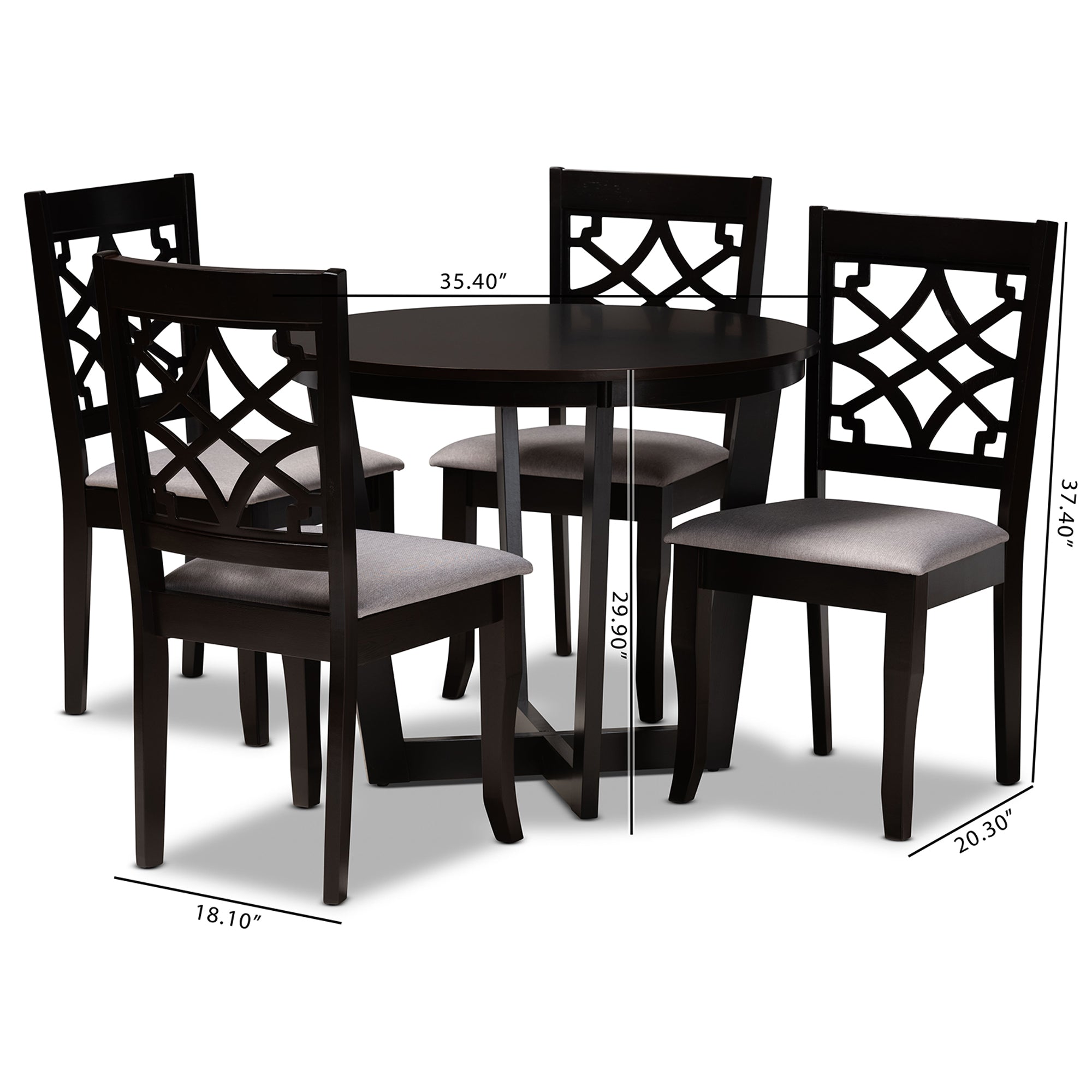 Baxton Studio Tricia Modern and Contemporary Grey Fabric Upholstered and Dark Brown Finished Wood 5-Piece Dining Set