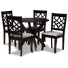 Baxton Studio Sandra Modern and Contemporary Grey Fabric Upholstered and Dark Brown Finished Wood 5-Piece Dining Set