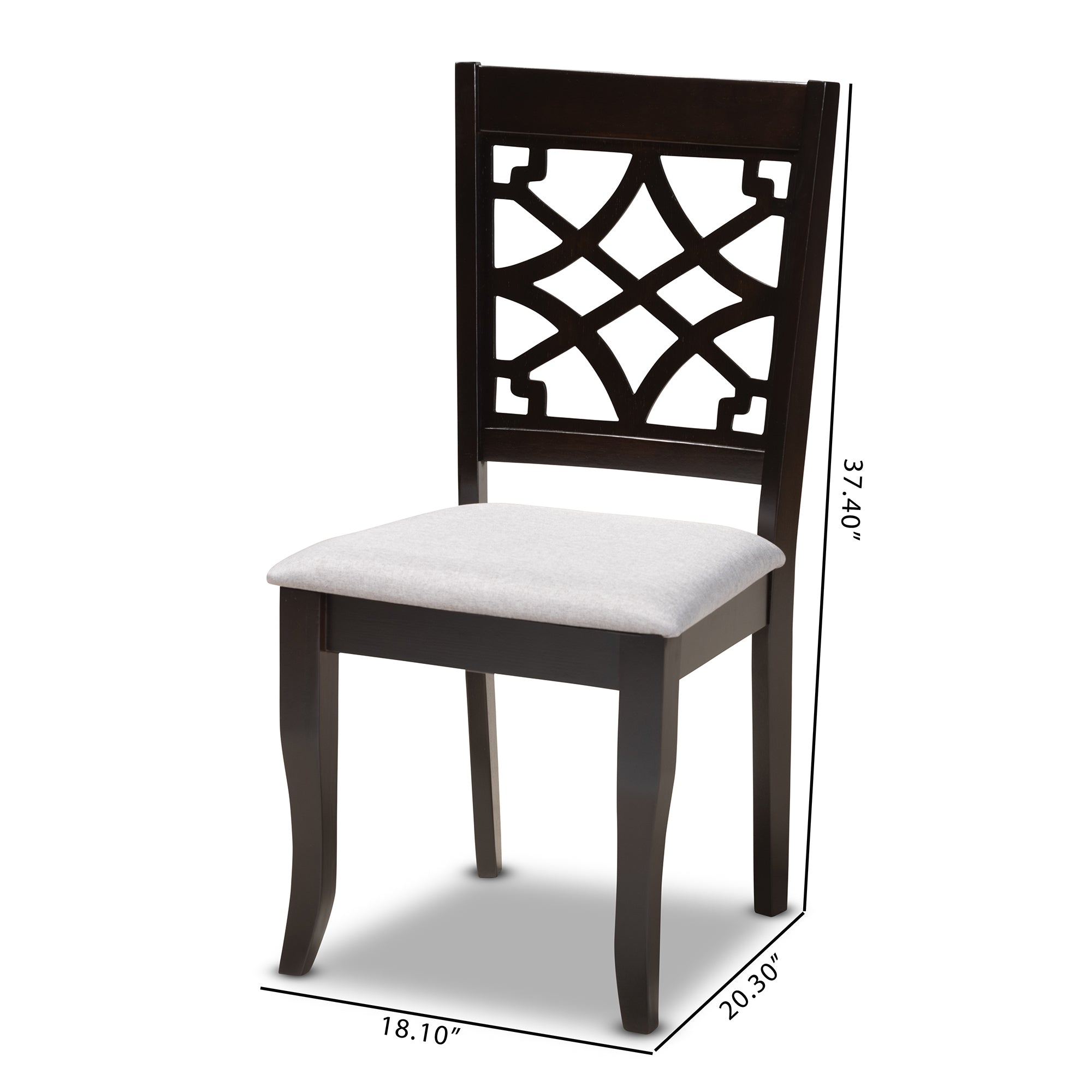 Baxton Studio Mael Modern and Contemporary Grey Fabric Upholstered Espresso Brown Finished Wood Dining Chair (Set of 4)