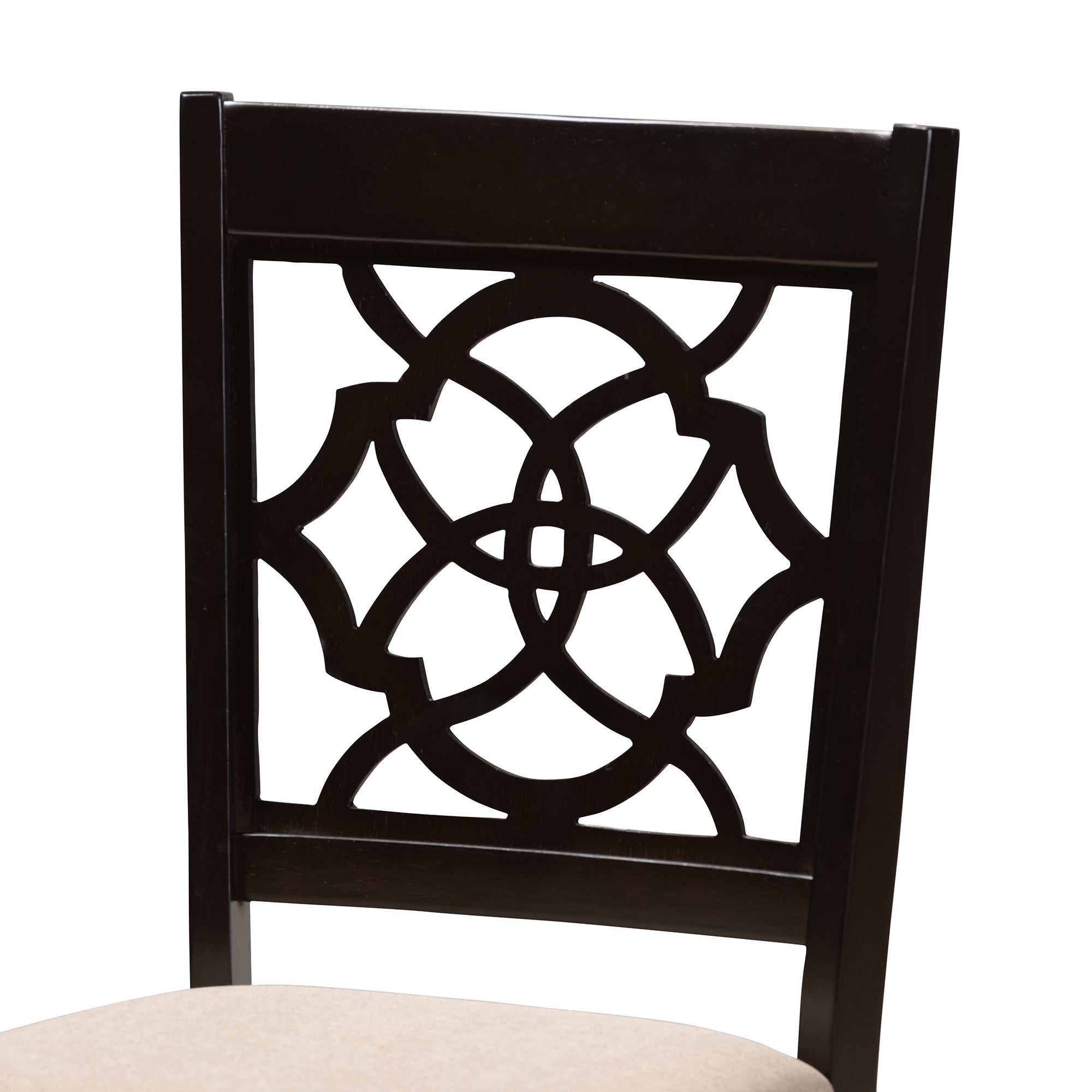 Baxton Studio Renaud Modern and Contemporary Sand Fabric Upholstered Espresso Brown Finished Wood Dining Chair (Set of 4)