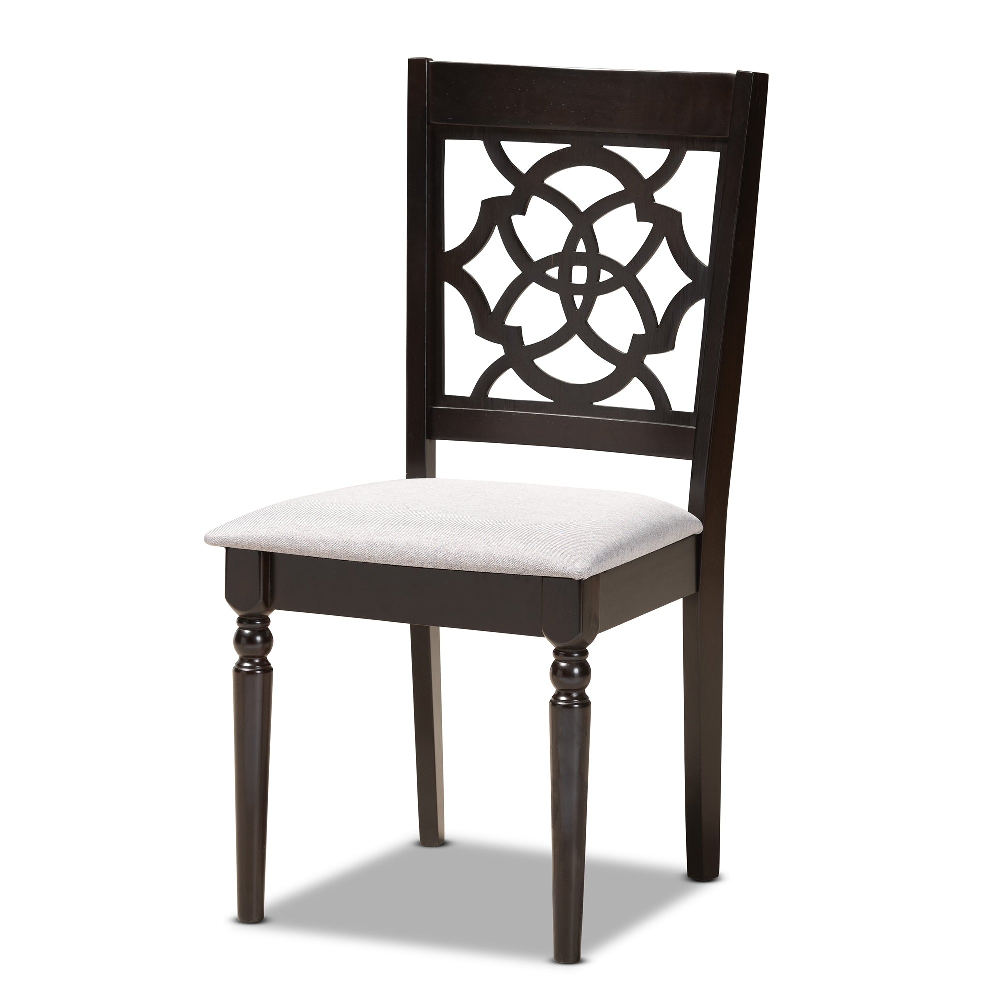 Baxton Studio Sadie Modern and Contemporary Grey Fabric Upholstered and Dark Brown Finished Wood 5-Piece Dining Set
