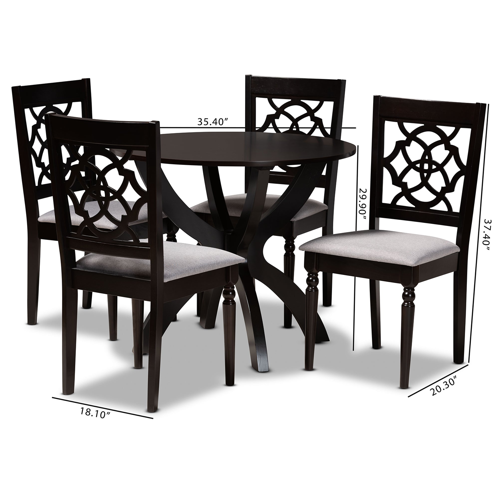 Baxton Studio Tonia Modern and Contemporary Grey Fabric Upholstered and Dark Brown Finished Wood 5-Piece Dining Set