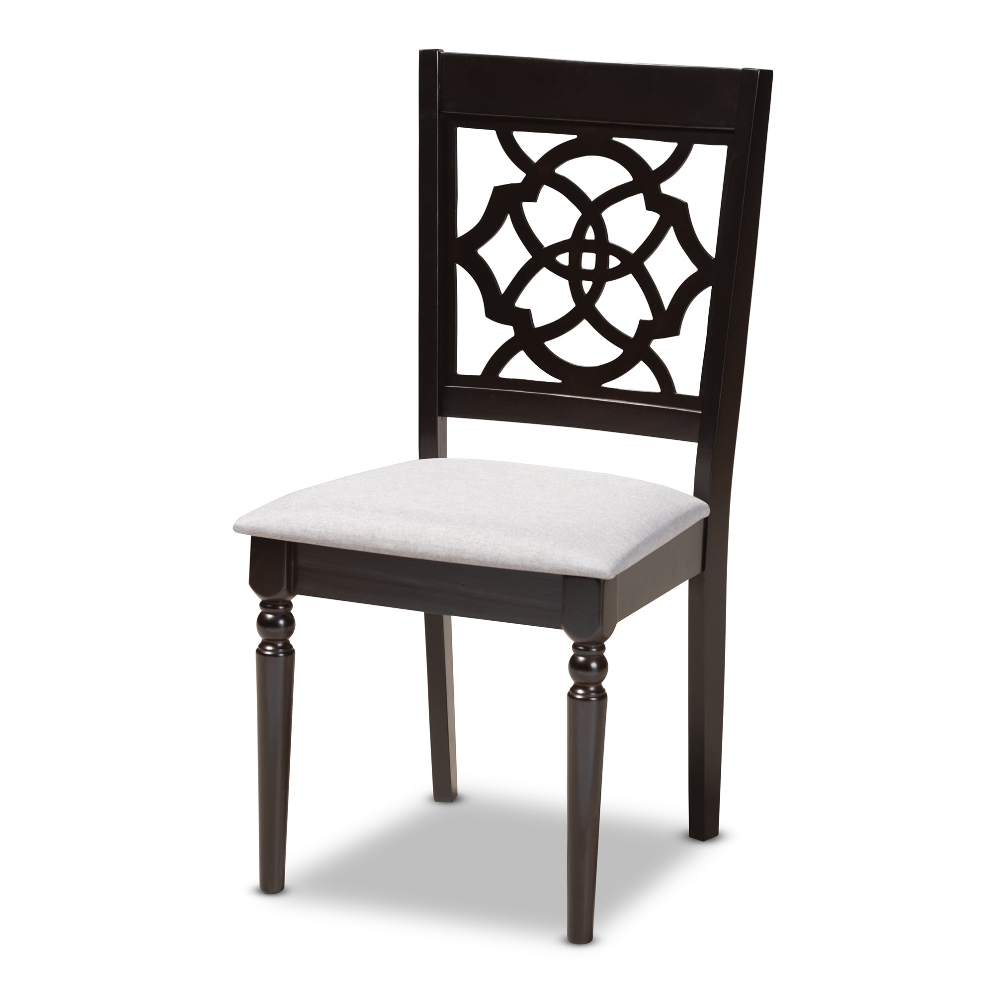 Baxton Studio Renaud Modern and Contemporary Grey Fabric Upholstered Espresso Brown Finished Wood Dining Chair (Set of 4)