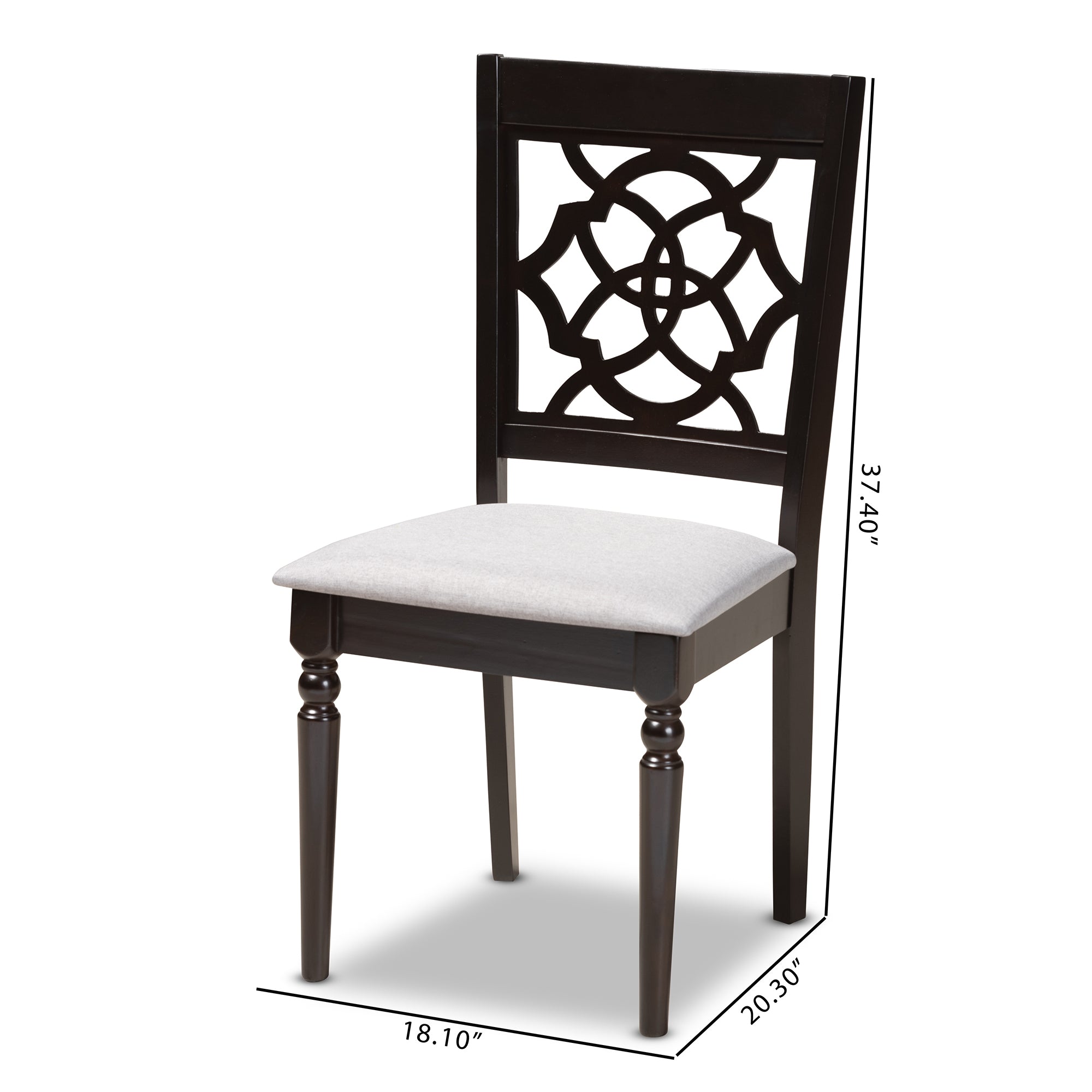 Baxton Studio Renaud Modern and Contemporary Grey Fabric Upholstered Espresso Brown Finished Wood Dining Chair (Set of 4)
