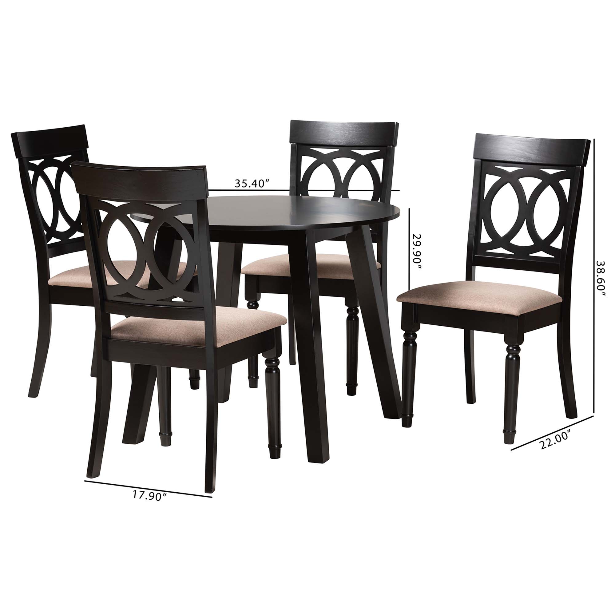 Baxton Studio Charlottle Modern Beige Fabric and Dark Brown Finished Wood 5-Piece Dining Set