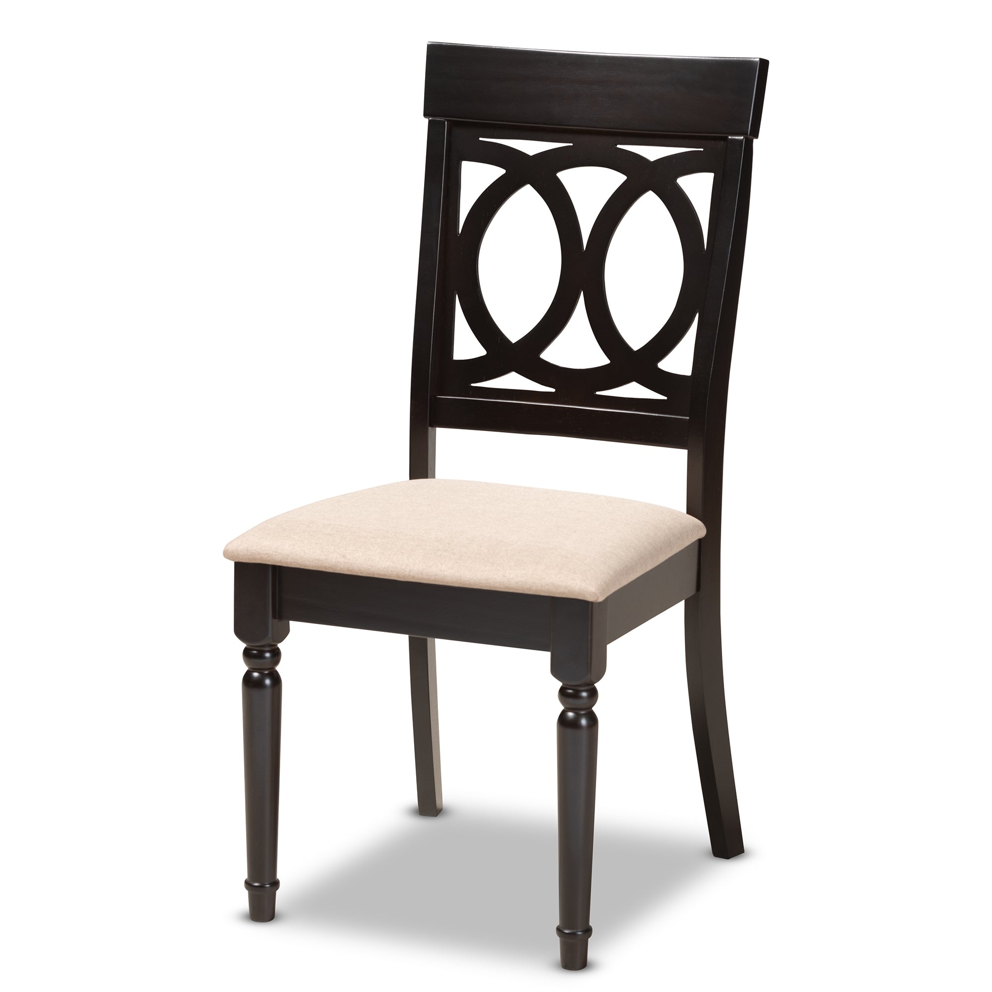 Baxton Studio Lucie Modern and Contemporary Sand Fabric Upholstered Espresso Brown Finished Wood Dining Chair (Set of 4)