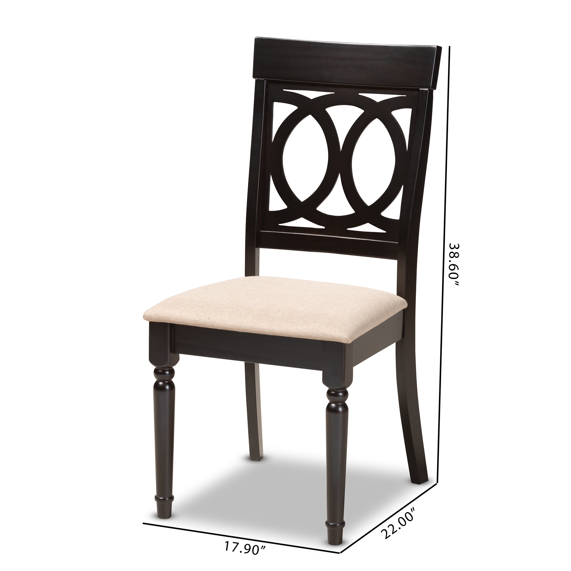 Baxton Studio Lucie Modern and Contemporary Sand Fabric Upholstered Espresso Brown Finished Wood Dining Chair (Set of 4)