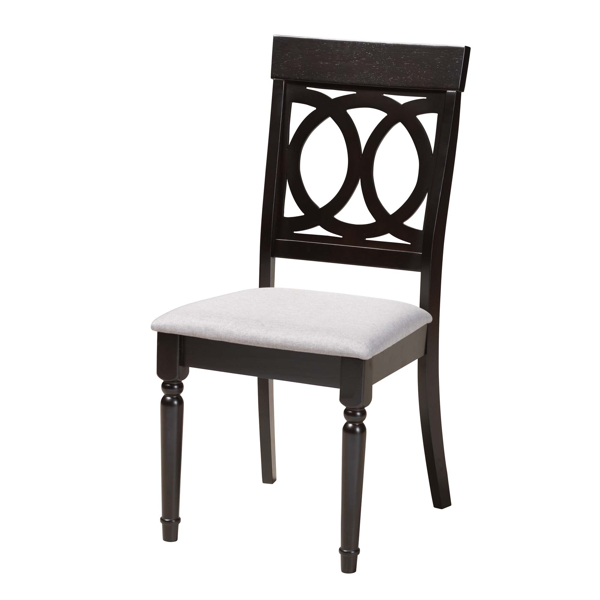 Baxton Studio Estelle Modern Grey Fabric and Dark Brown Finished Wood 5-Piece Dining Set