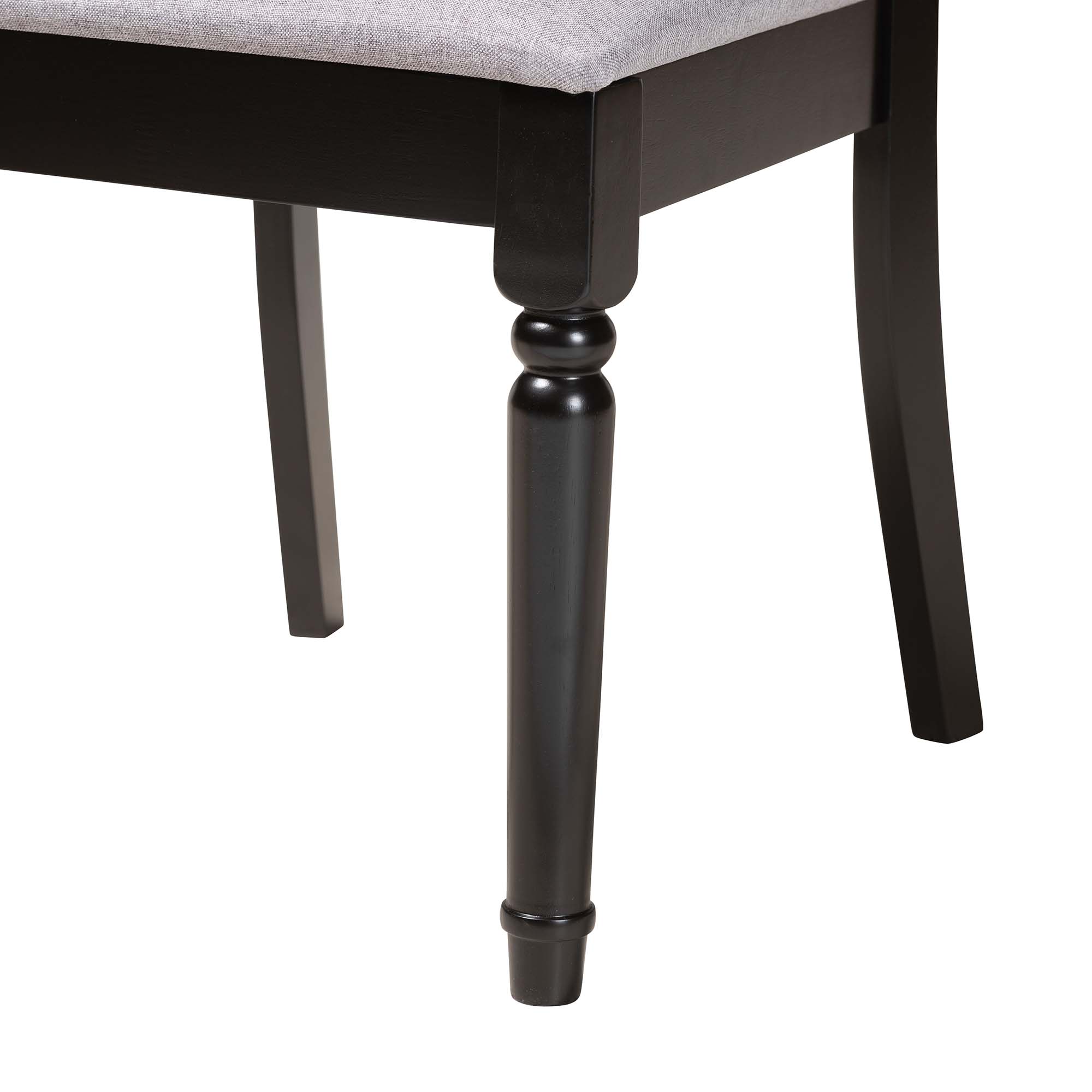 Baxton Studio Estelle Modern Grey Fabric and Dark Brown Finished Wood 5-Piece Dining Set