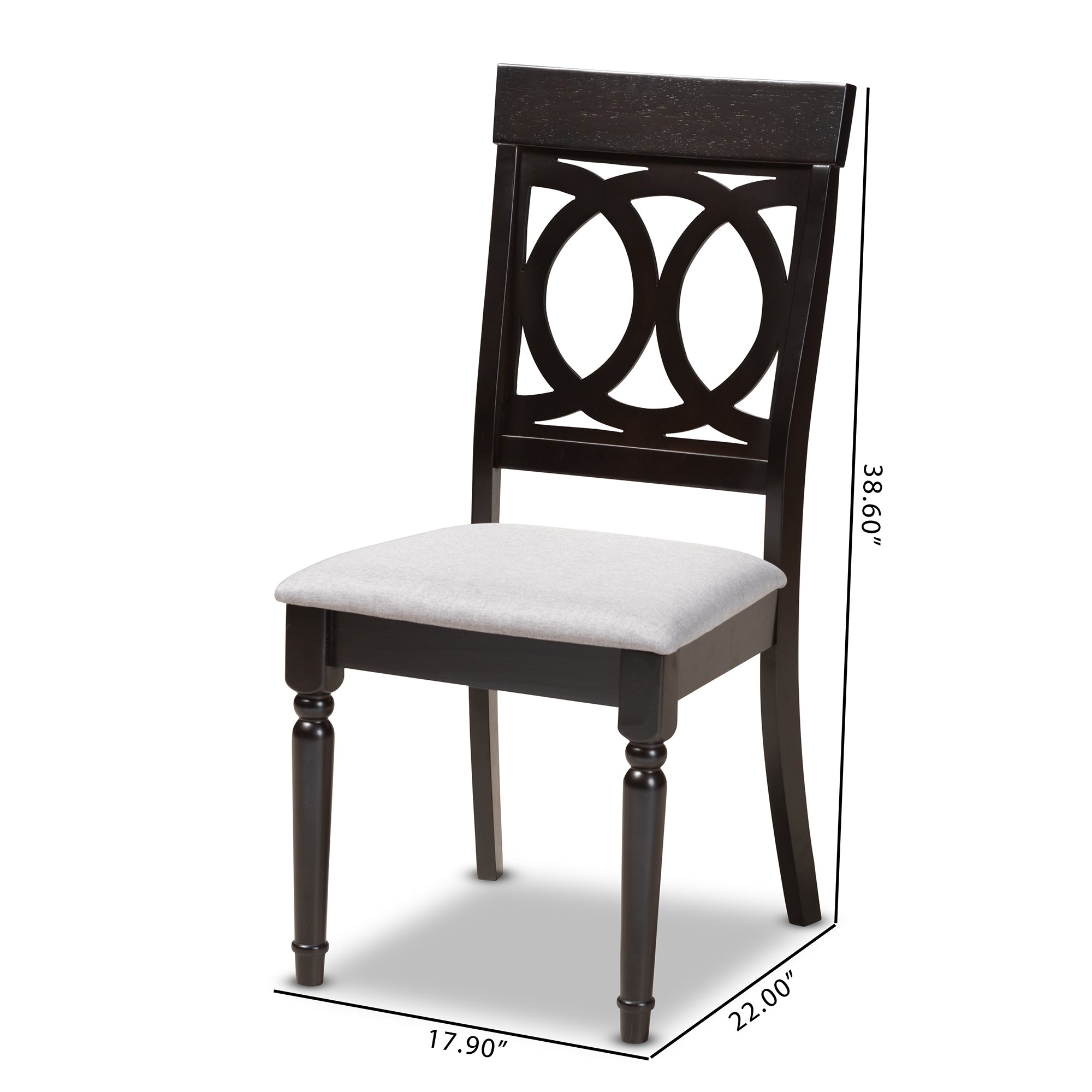 Baxton Studio Lucie Modern and Contemporary Grey Fabric Upholstered Espresso Brown Finished Wood Dining Chair (Set of 4)