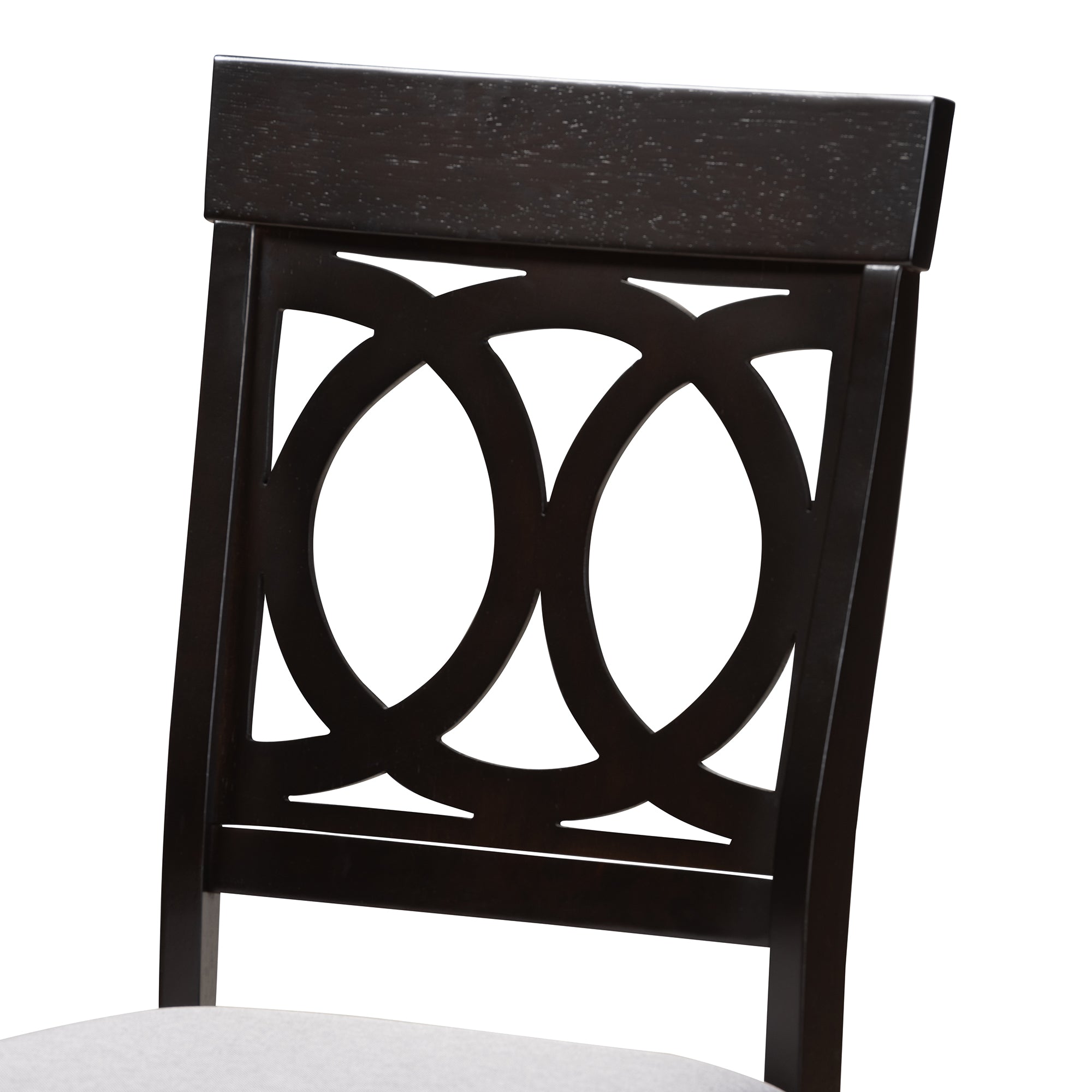 Baxton Studio Lucie Modern and Contemporary Grey Fabric Upholstered Espresso Brown Finished 5-Piece Wood Dining Set