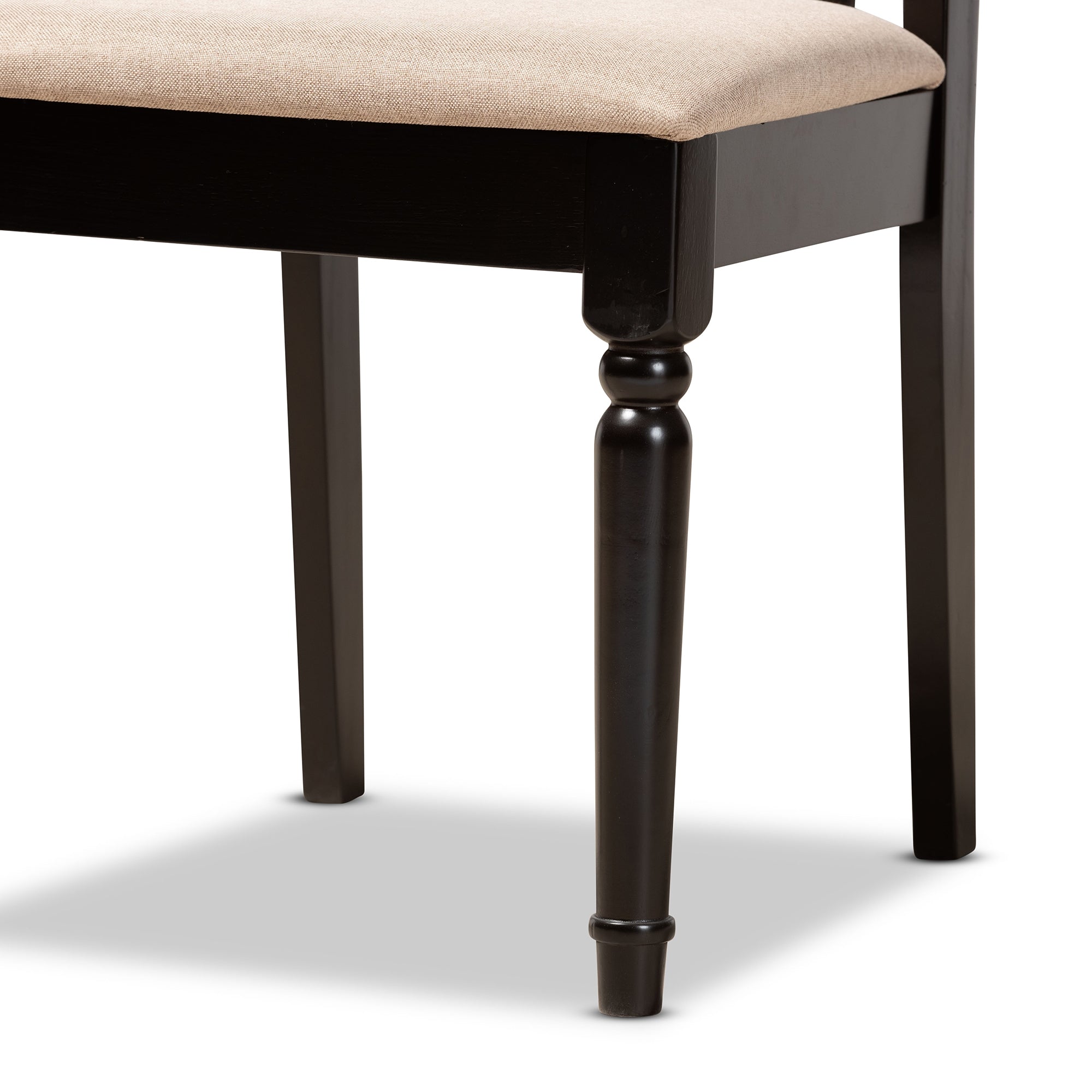 Baxton Studio Callie Modern and Contemporary Sand Fabric Upholstered and Dark Brown Finished Wood 5-Piece Dining Set
