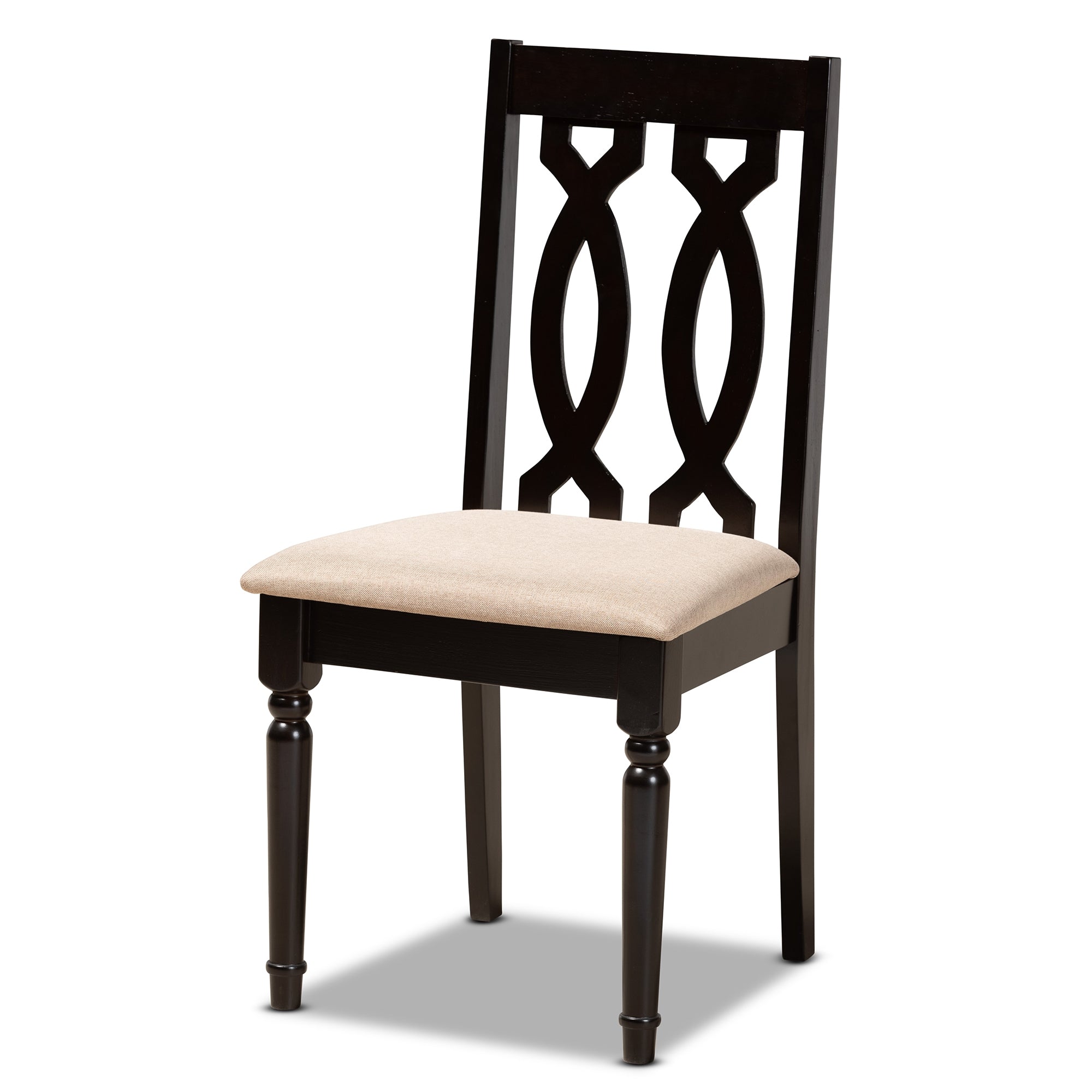 Baxton Studio Anise Modern and Contemporary Sand Fabric Upholstered and Dark Brown Finished Wood 5-Piece Dining Set