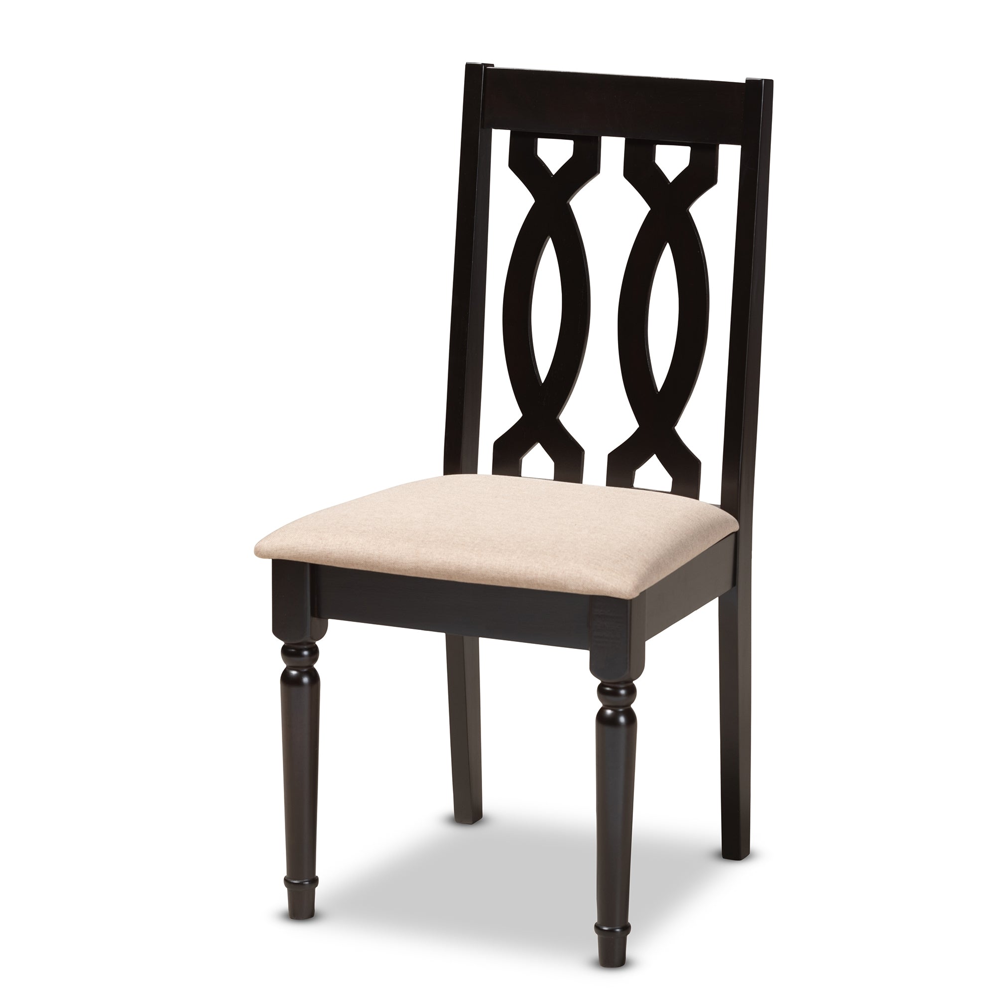 Baxton Studio Cherese Modern and Contemporary Sand Fabric Upholstered Espresso Brown Finished Wood Dining Chair (Set of 4)