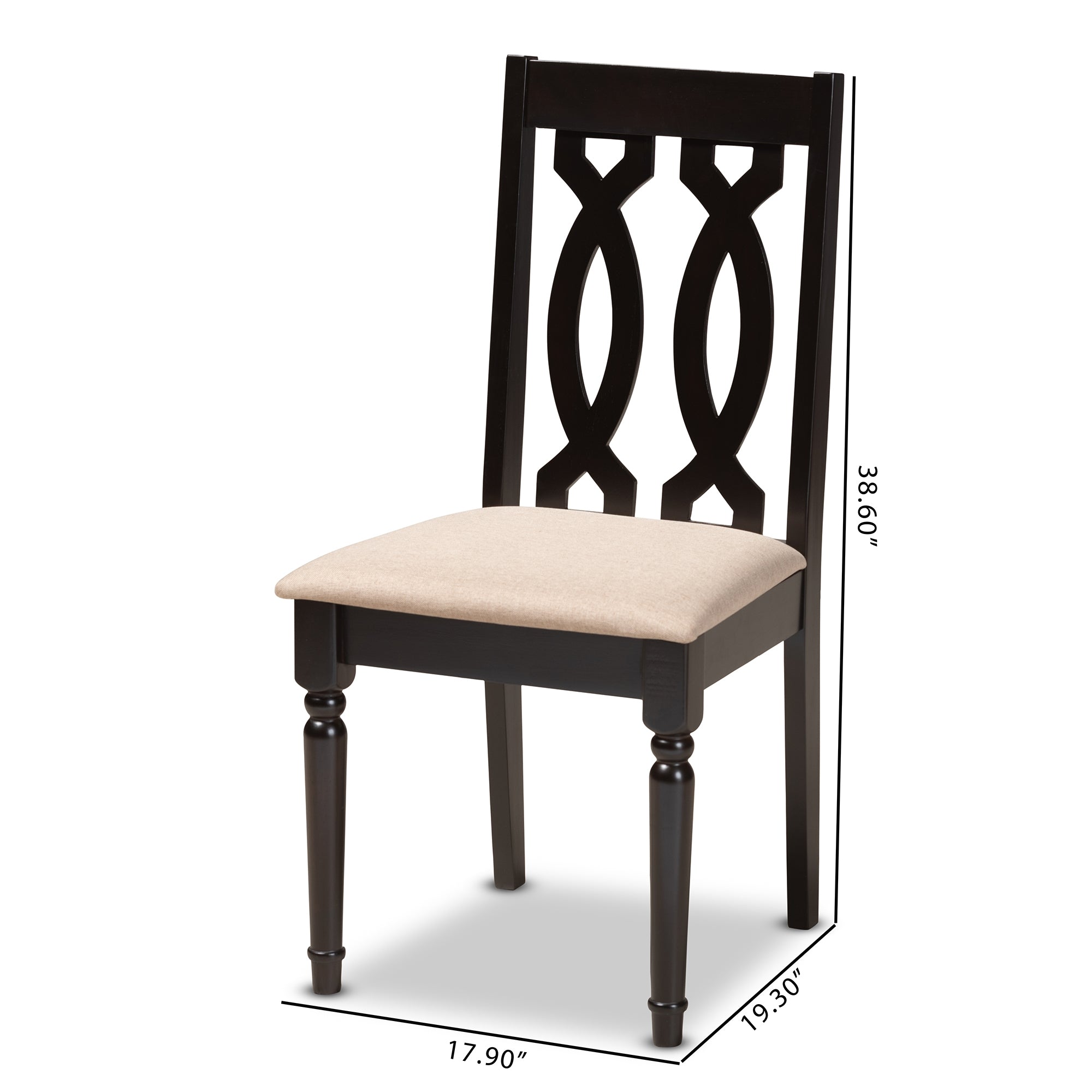 Baxton Studio Cherese Modern and Contemporary Sand Fabric Upholstered Espresso Brown Finished Wood Dining Chair (Set of 4)