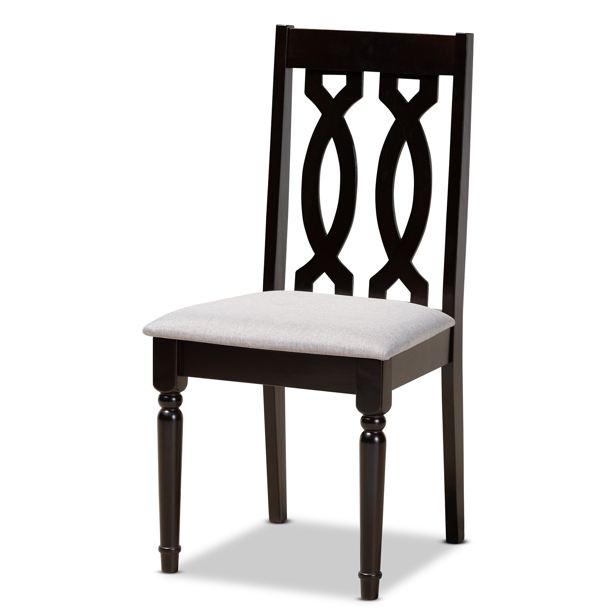Baxton Studio Callie Modern and Contemporary Grey Fabric Upholstered and Dark Brown Finished Wood 5-Piece Dining Set