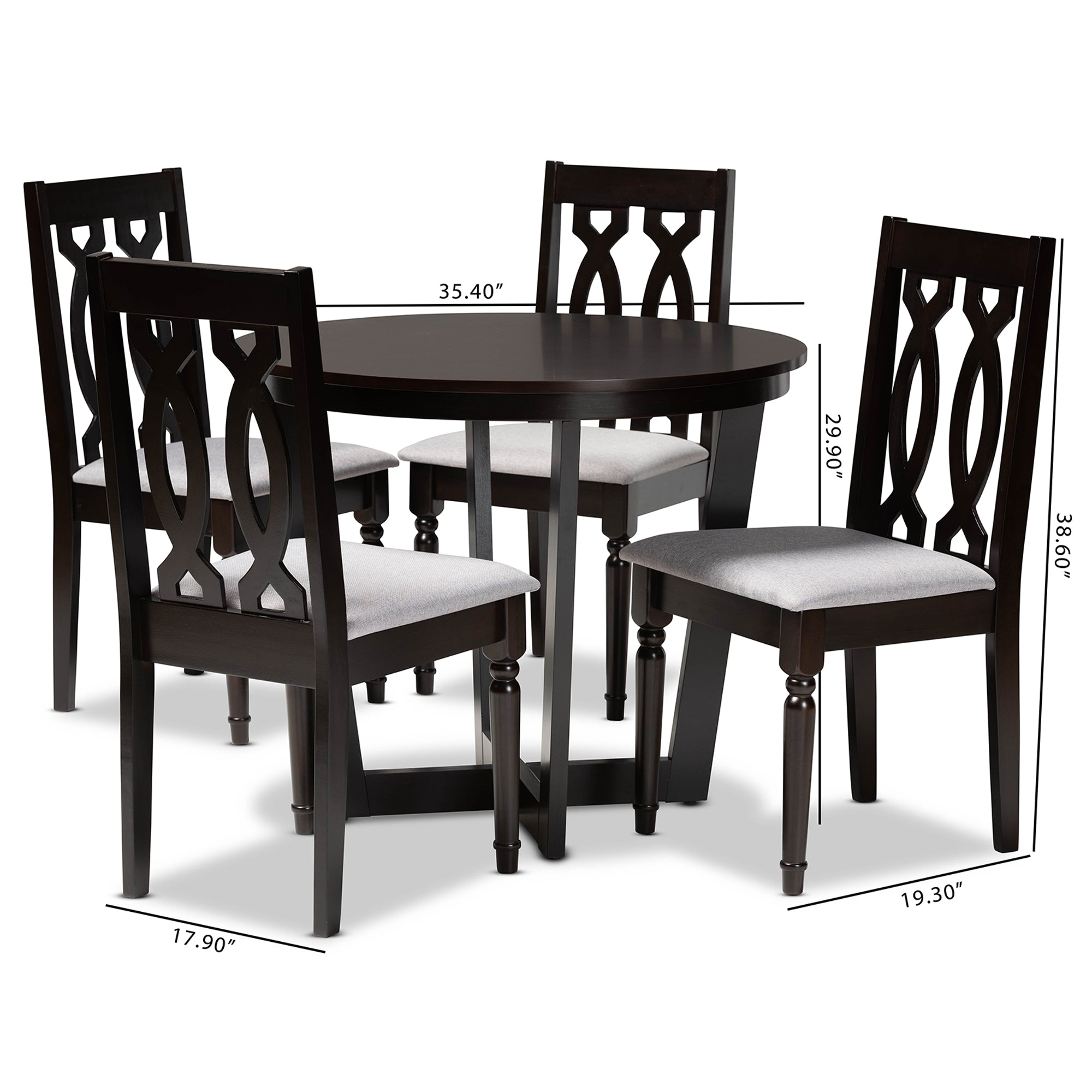 Baxton Studio Julie Modern and Contemporary Grey Fabric Upholstered and Dark Brown Finished Wood 5-Piece Dining Set