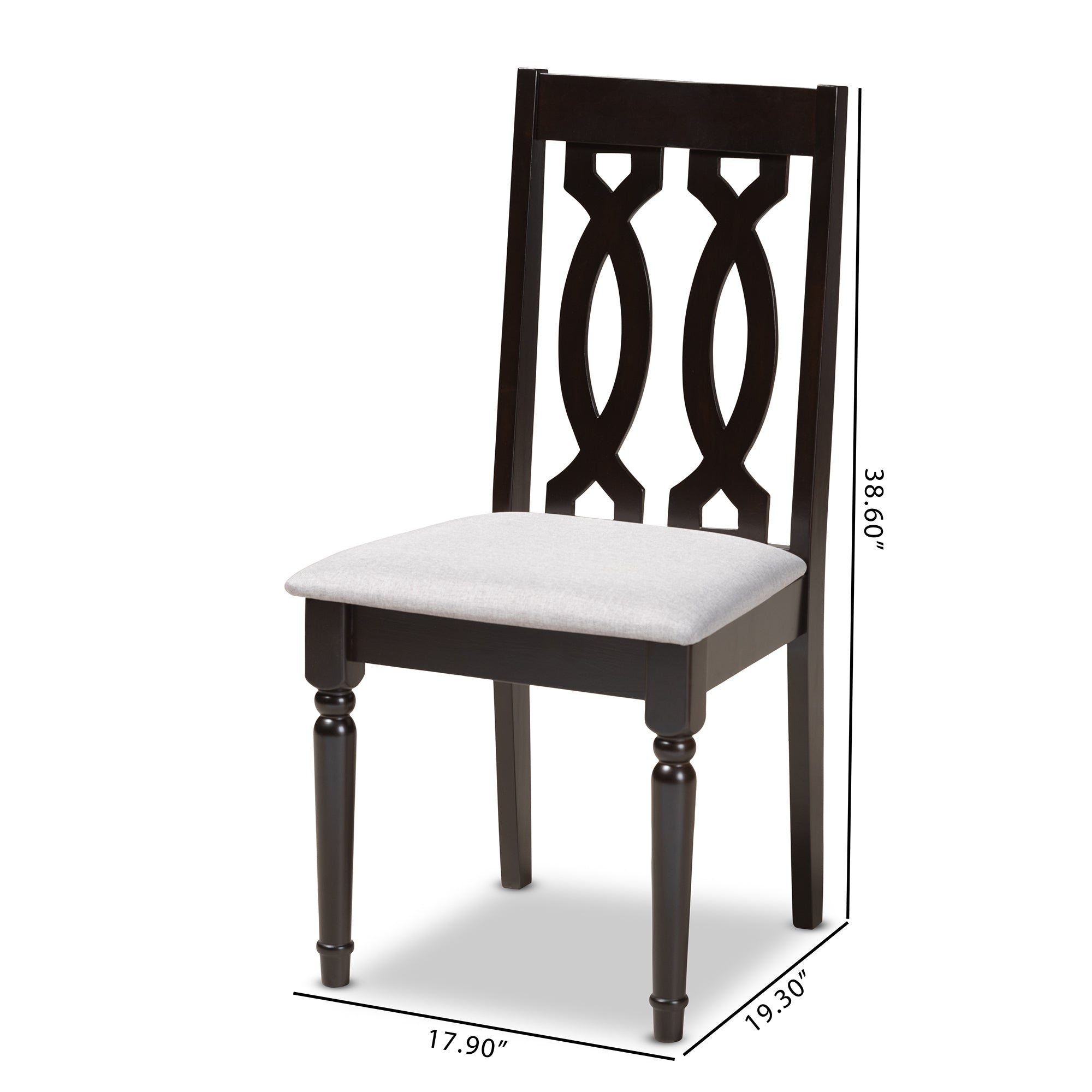 Baxton Studio Cherese Modern and Contemporary Grey Fabric Upholstered Espresso Brown Finished Wood Dining Chair (Set of 4)